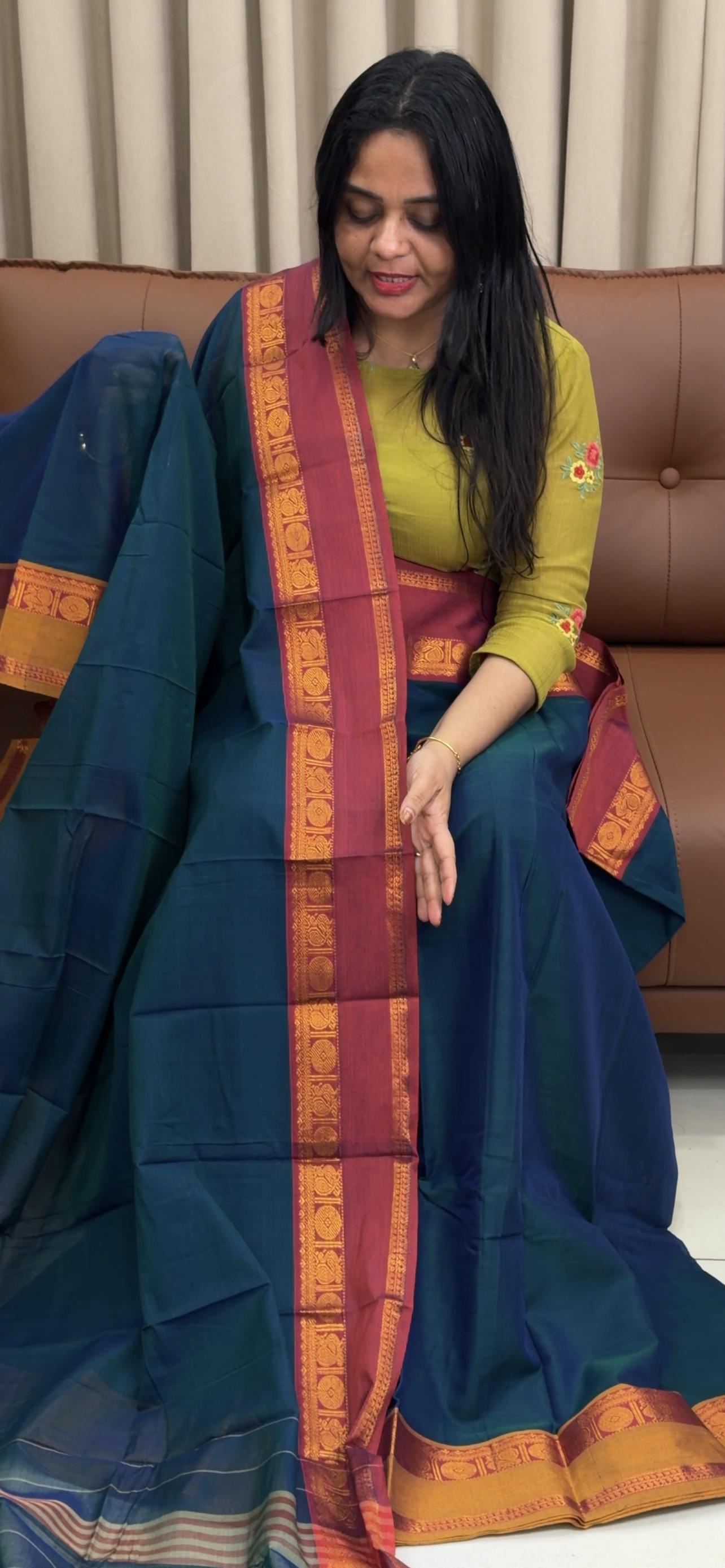 HANDLOOM UNSTITCHED DHAVANI SETS - IHA 33626