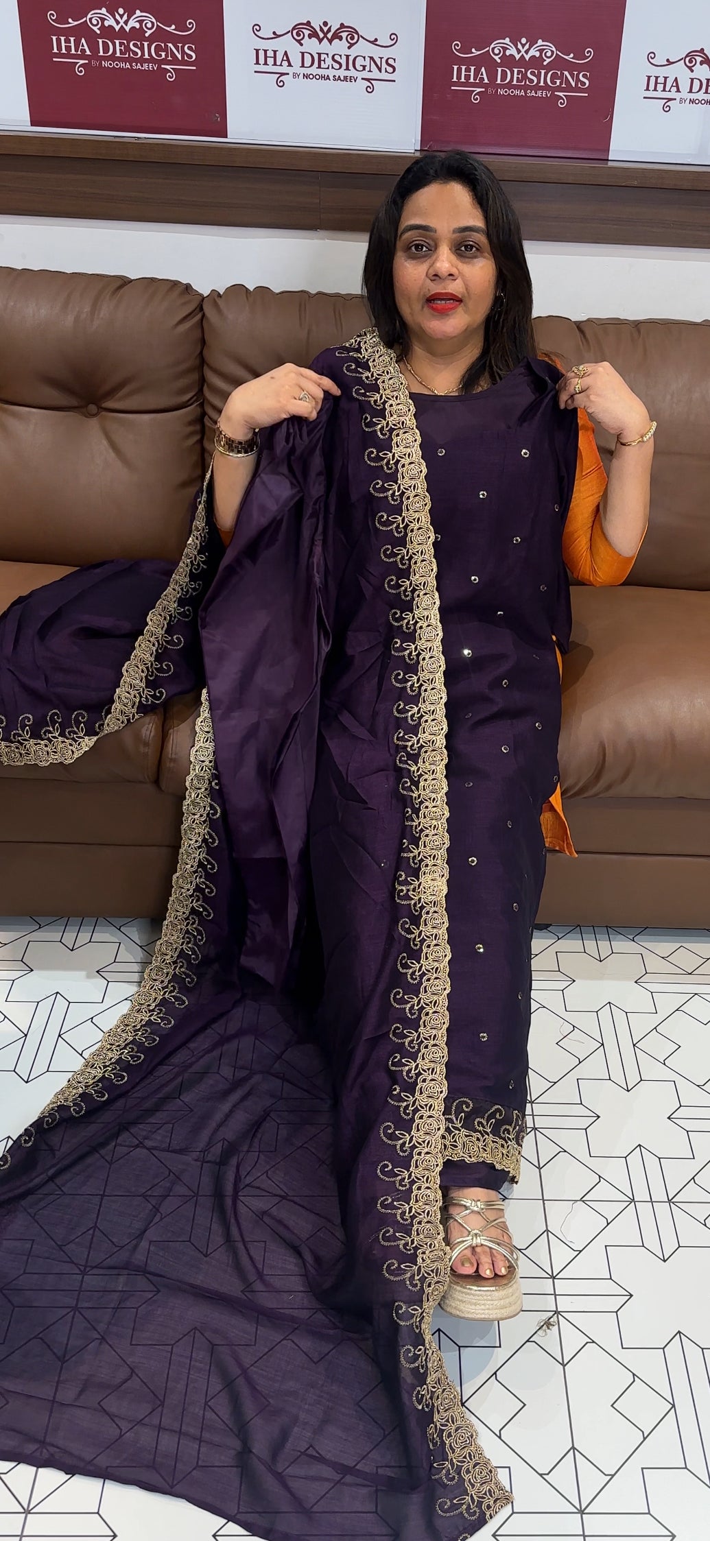 IHA'S IN-HOUSE SEMI RAW SILK TOP ,BOTTOM AND DUPATTA - IHA 24434