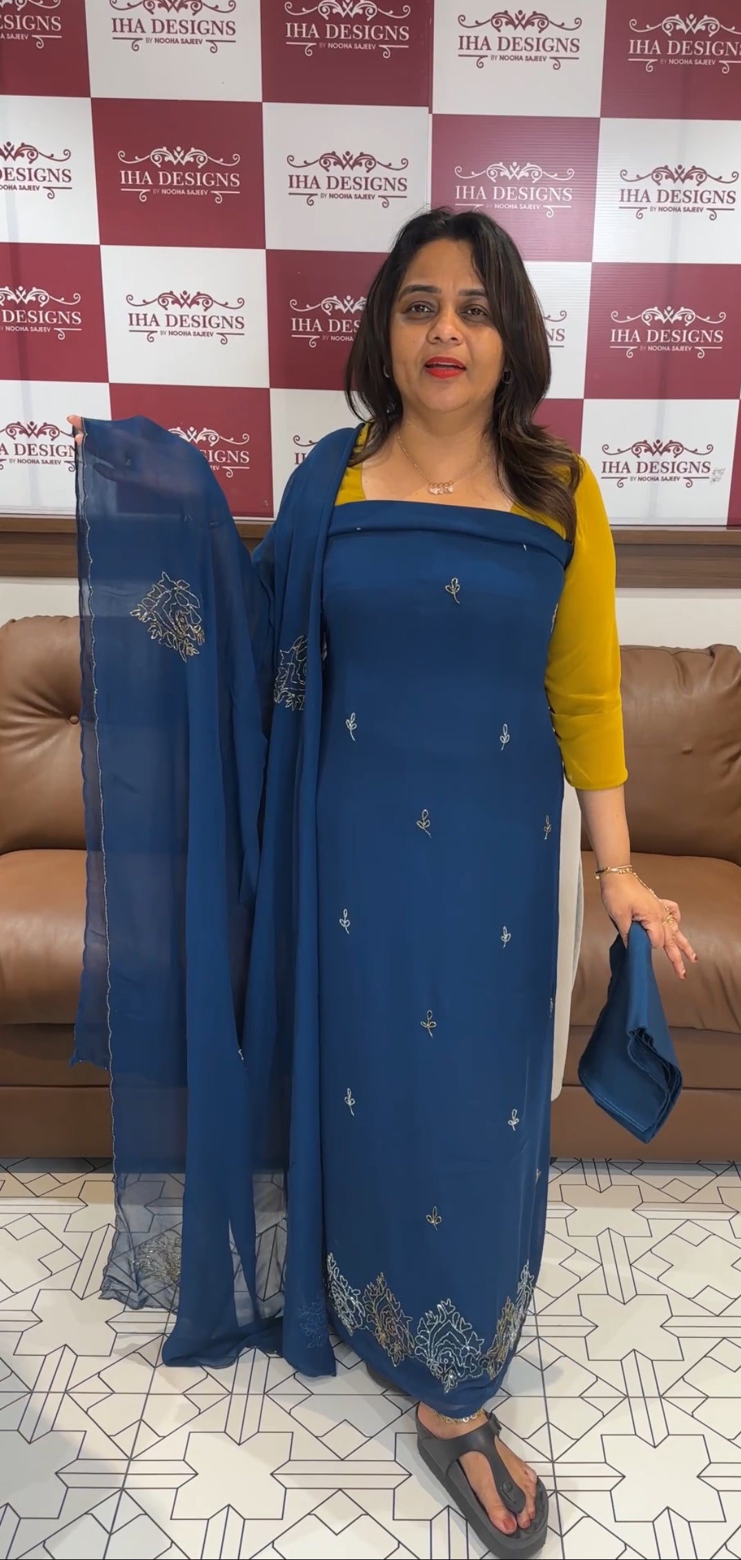 HAND WORKED GEORGETTE UNSTITCHED SALWAR SUITS - IHA 24722