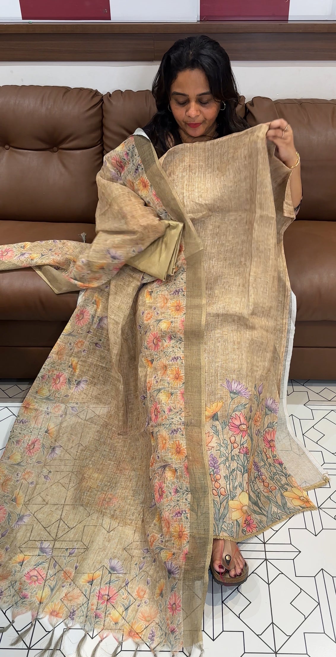 PRINTED LINEN UNSTITCHED SALWAR SUITS - IHA 26674