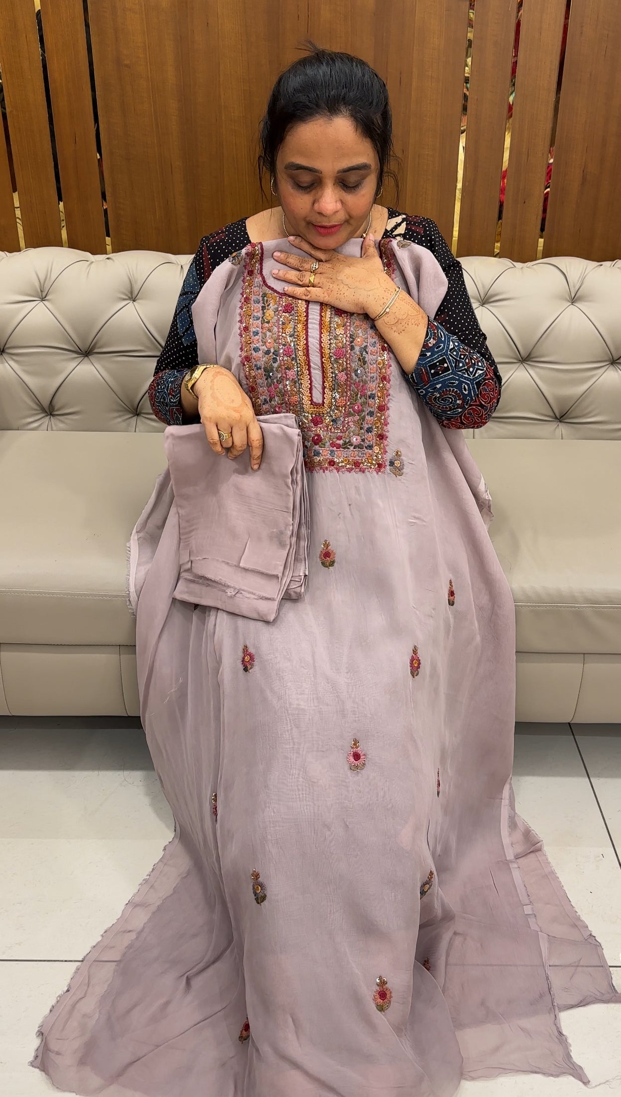 VISCOSE ORGANZA UNSTITCHED SALWAR SUITS - IHA 27623