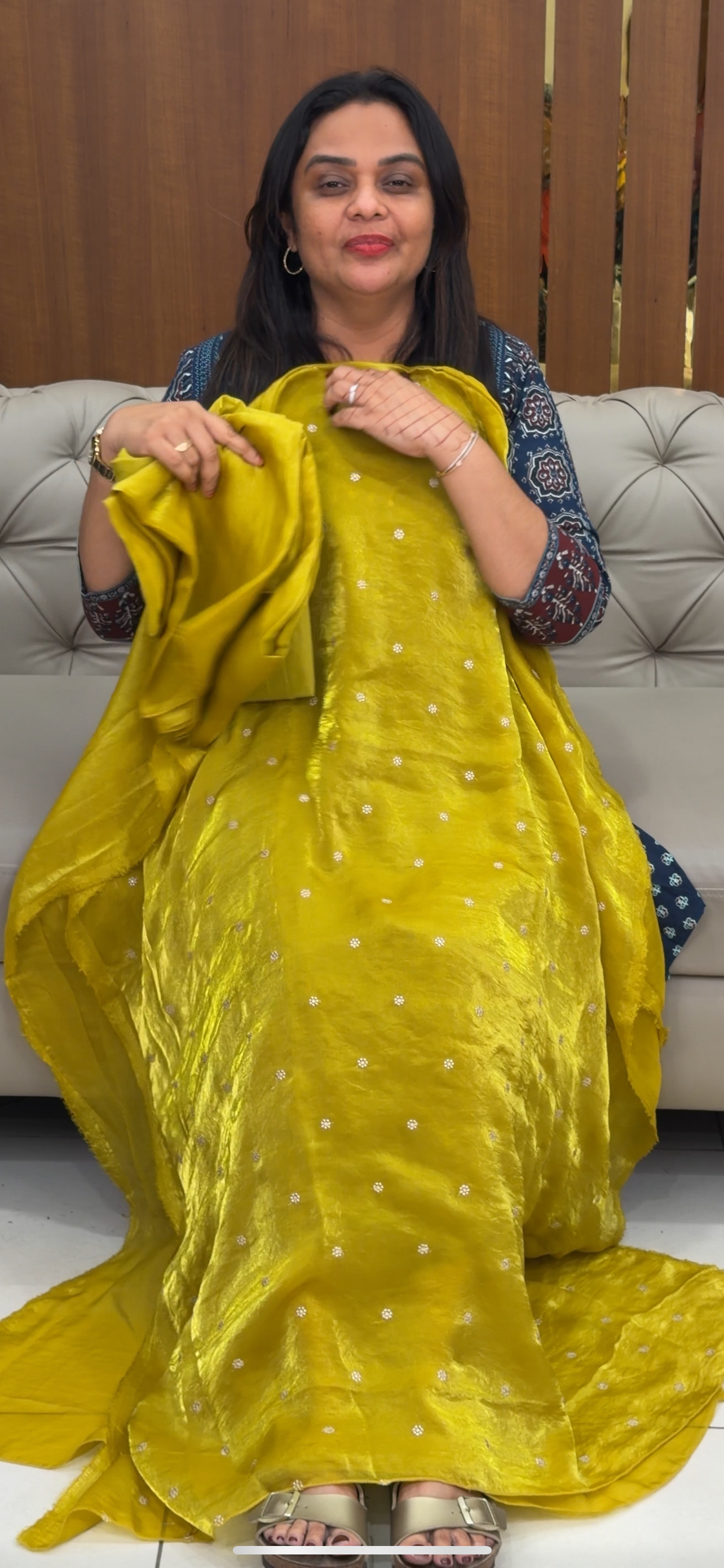 VELVET ORGANZA UNSTITCHED SALWAR SUITS - IHA 30510