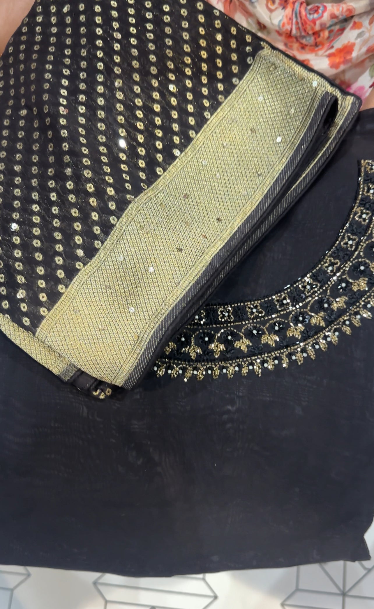 HAND WORKED ORGANZA UNSTITCHED SALWAR SUITS - IHA 26152