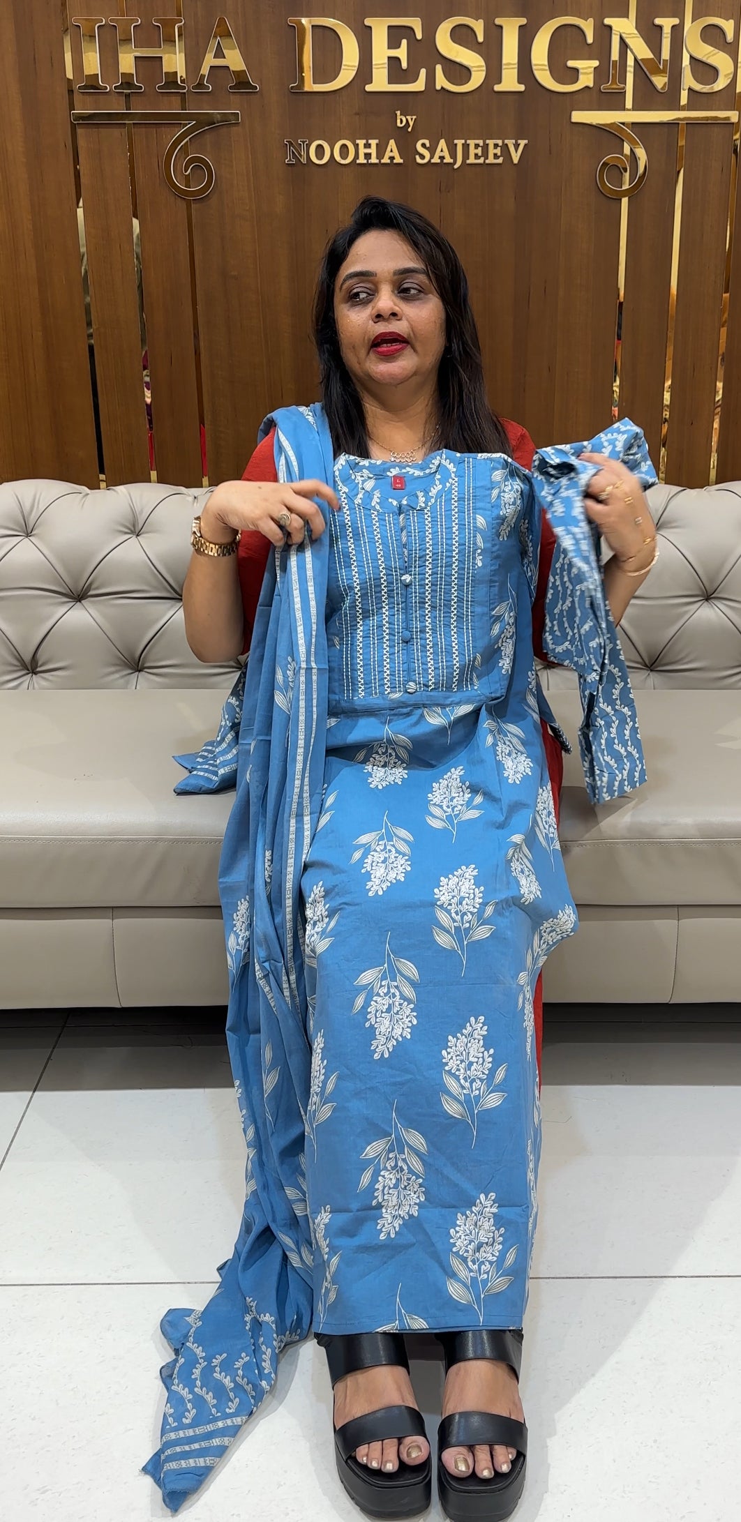 PRINTED COTTON TOP,BOTTOM AND DUPATTA - IHA 24503