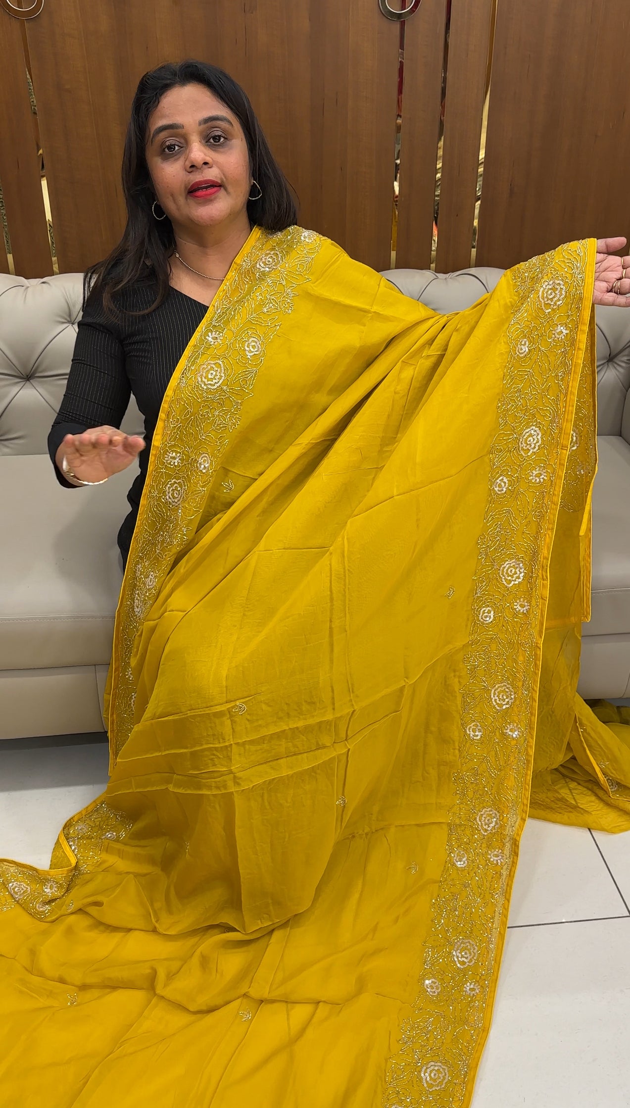 HANDWORKED ORGANZA SAREES - HA 26351