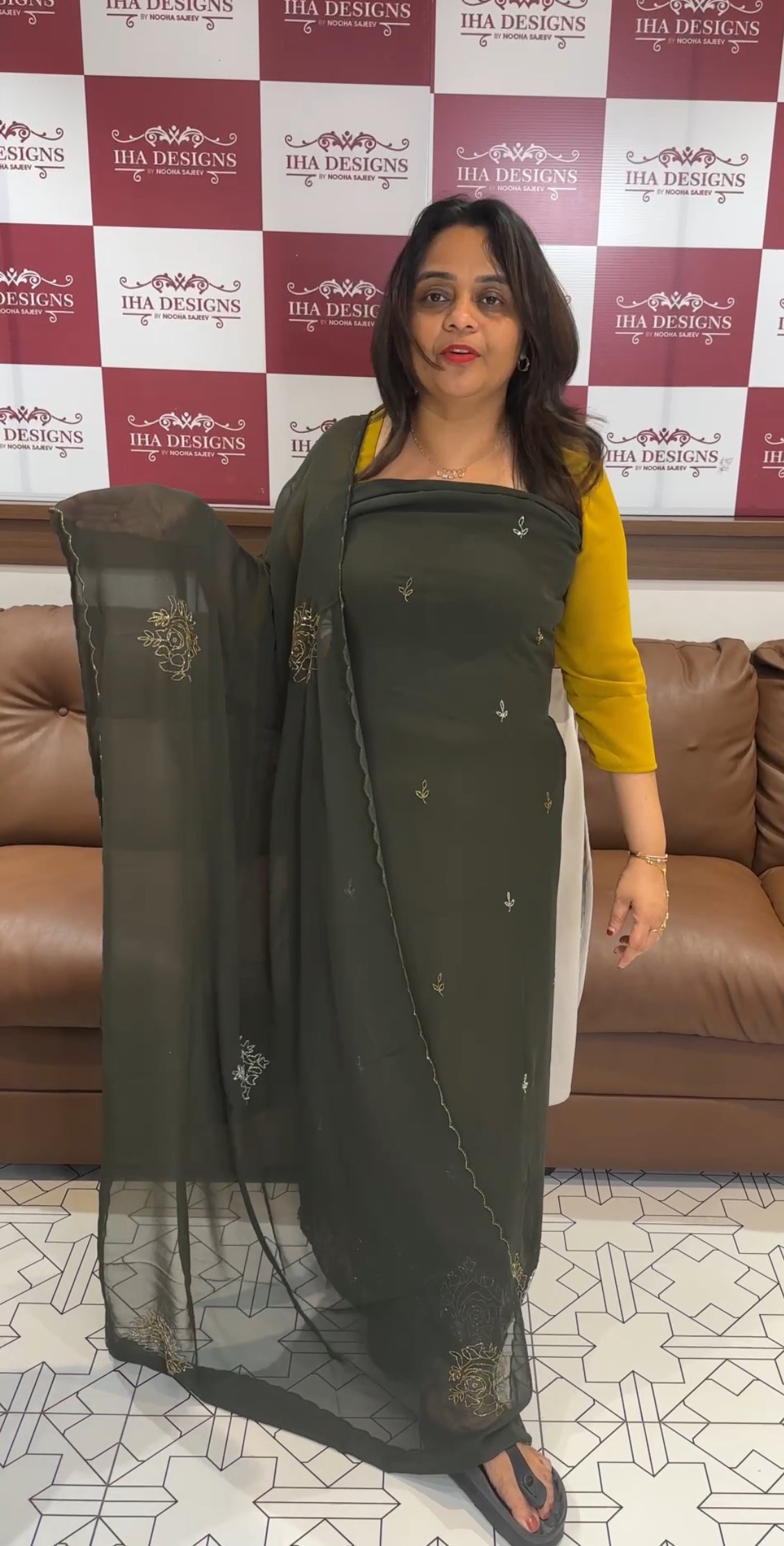 HAND WORKED GEORGETTE UNSTITCHED SALWAR SUITS - IHA 24722