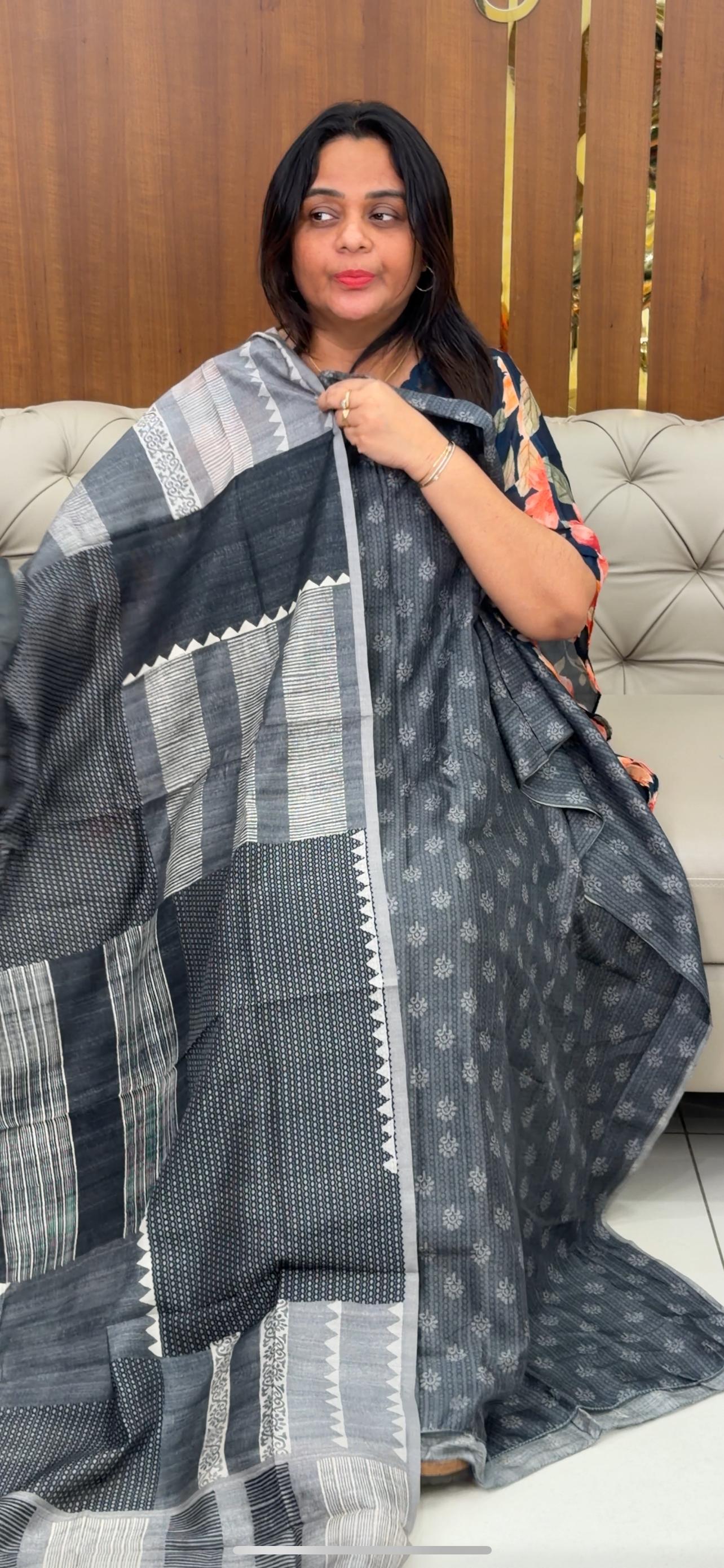 SEMI RAW SILK PRINTED UNSTITCHED SALWAR SUITS - IHA 28976