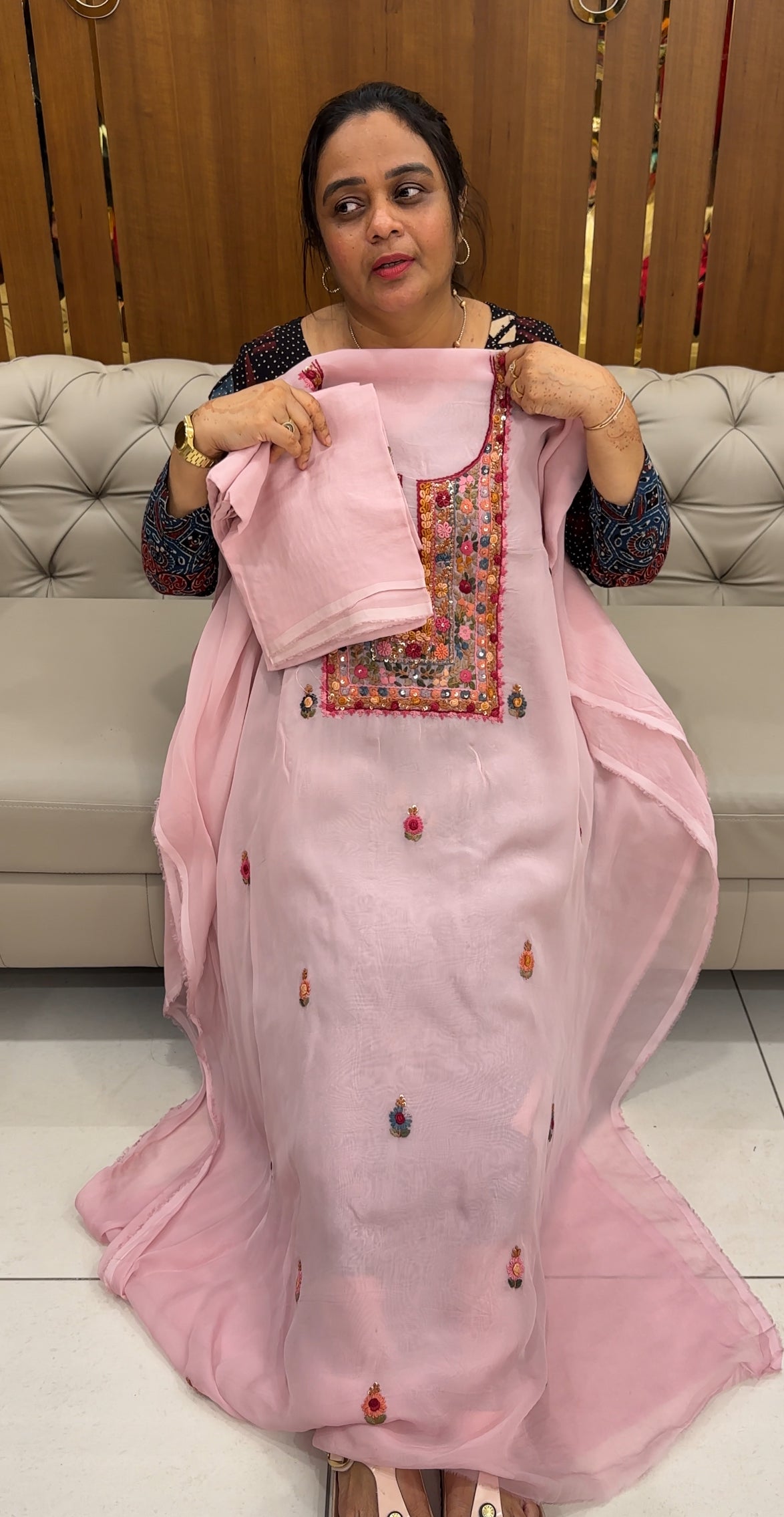 VISCOSE ORGANZA UNSTITCHED SALWAR SUITS - IHA 27623