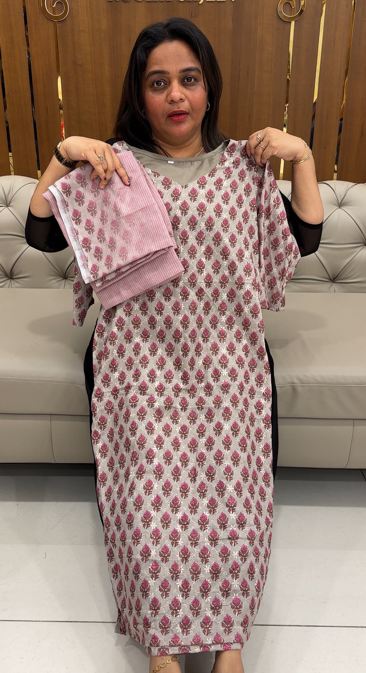 COTTON HAKOBA TOP, BOTTOM AND DUPATTA - IHA 25881