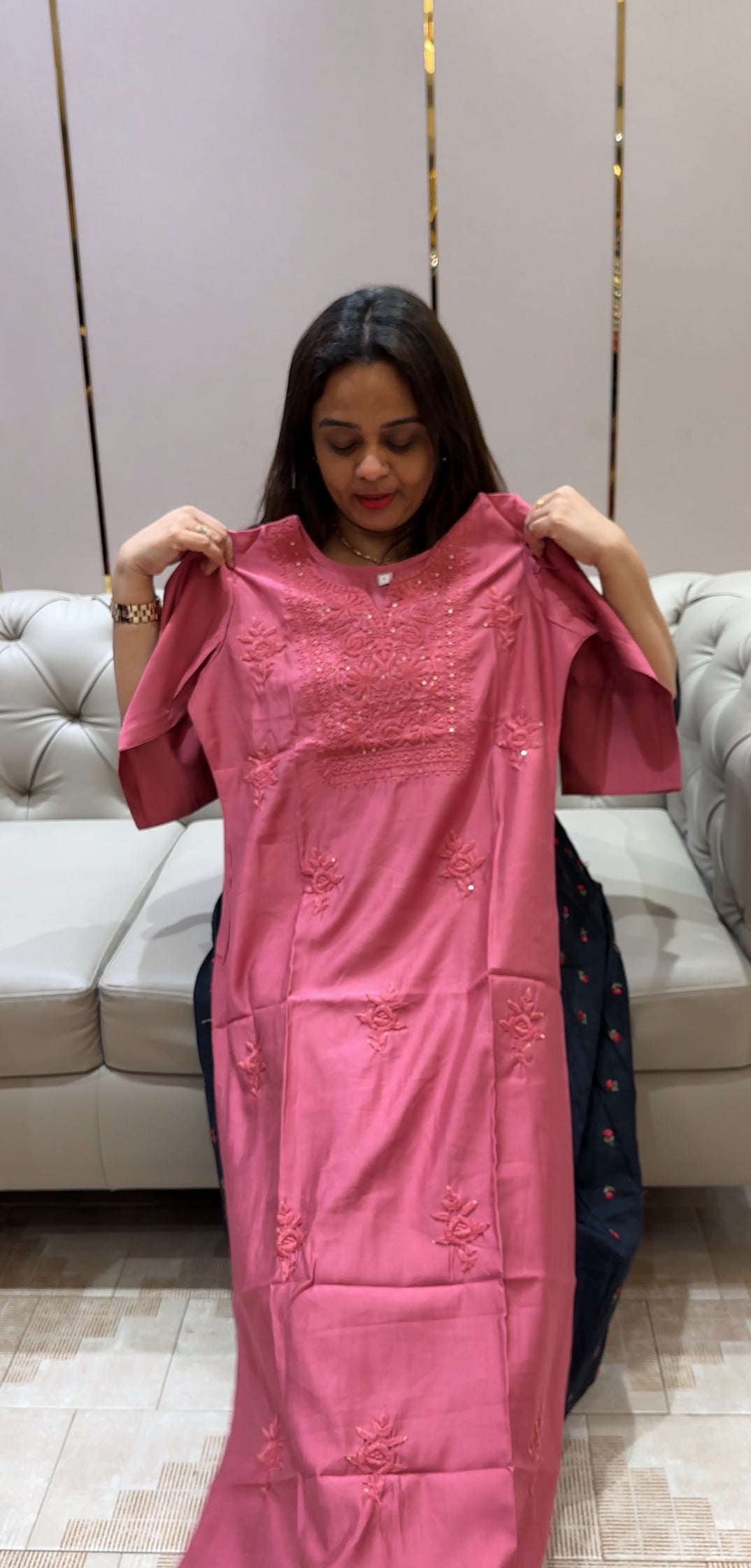 FORWARD LUCKNOWI CHIKANKARI SLITTED TOP AND BOTTOM - IHA 21644