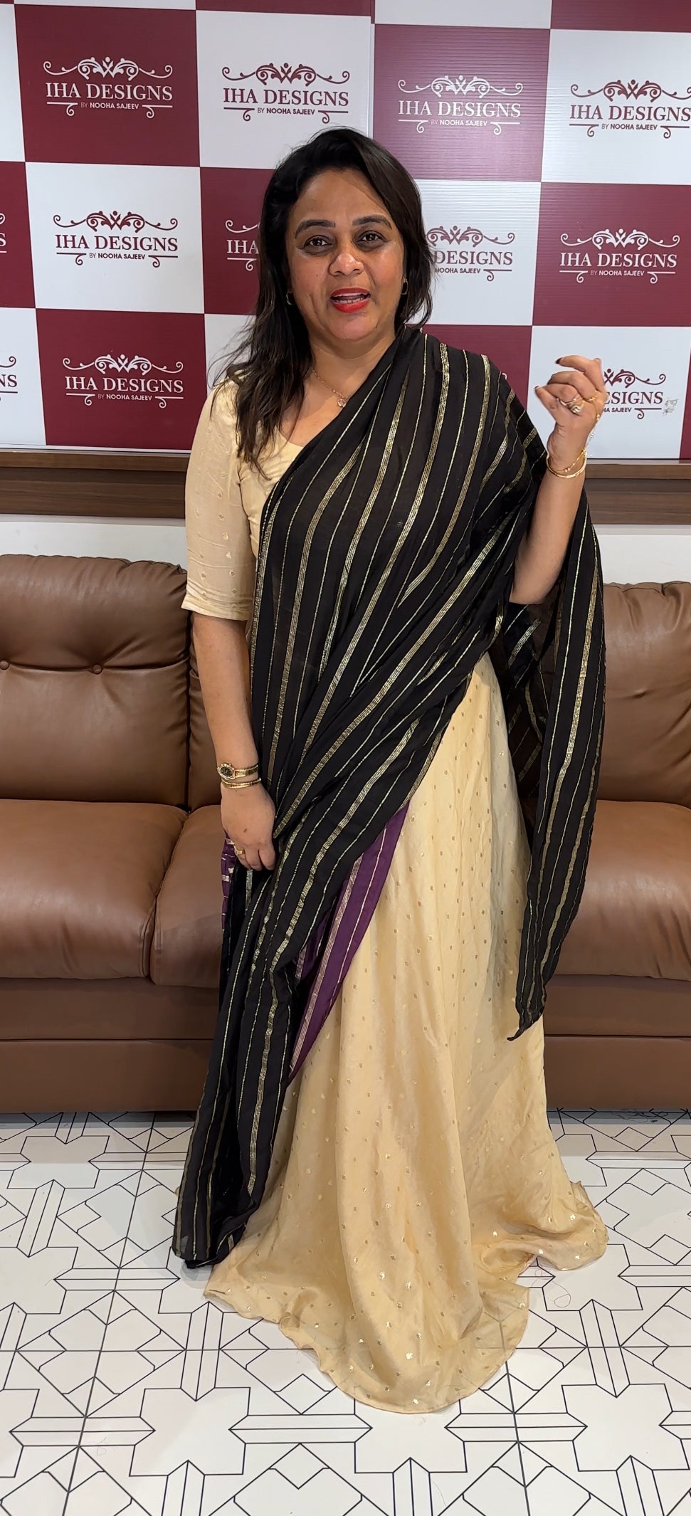 IHA'S IN-HOUSE SEMI RAW SILK UNSTITCHED DHAVANI SETS - IHA 24800