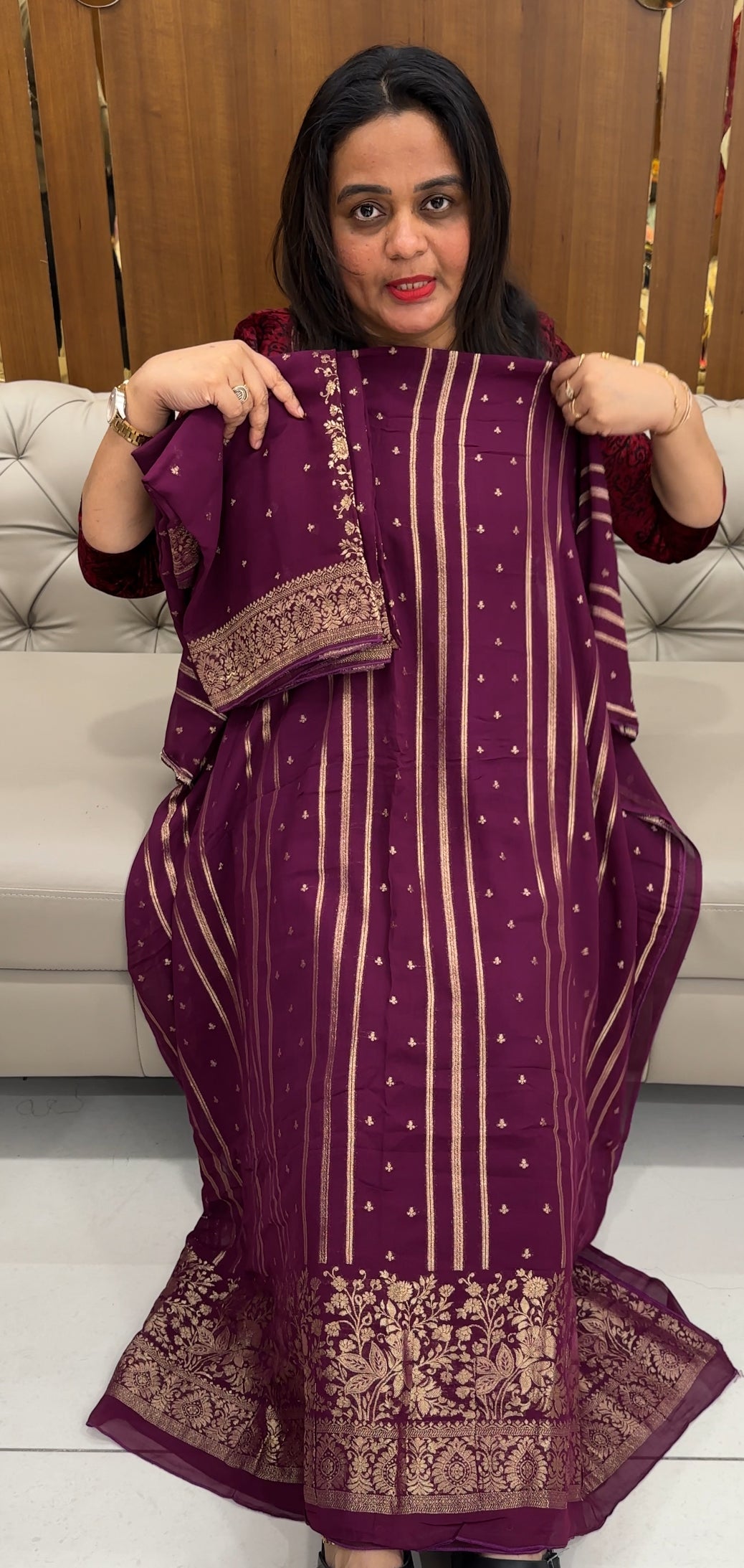 GEORGETTE BANARASI UNSTITCHED SALWAR SUITS - IHA 26039