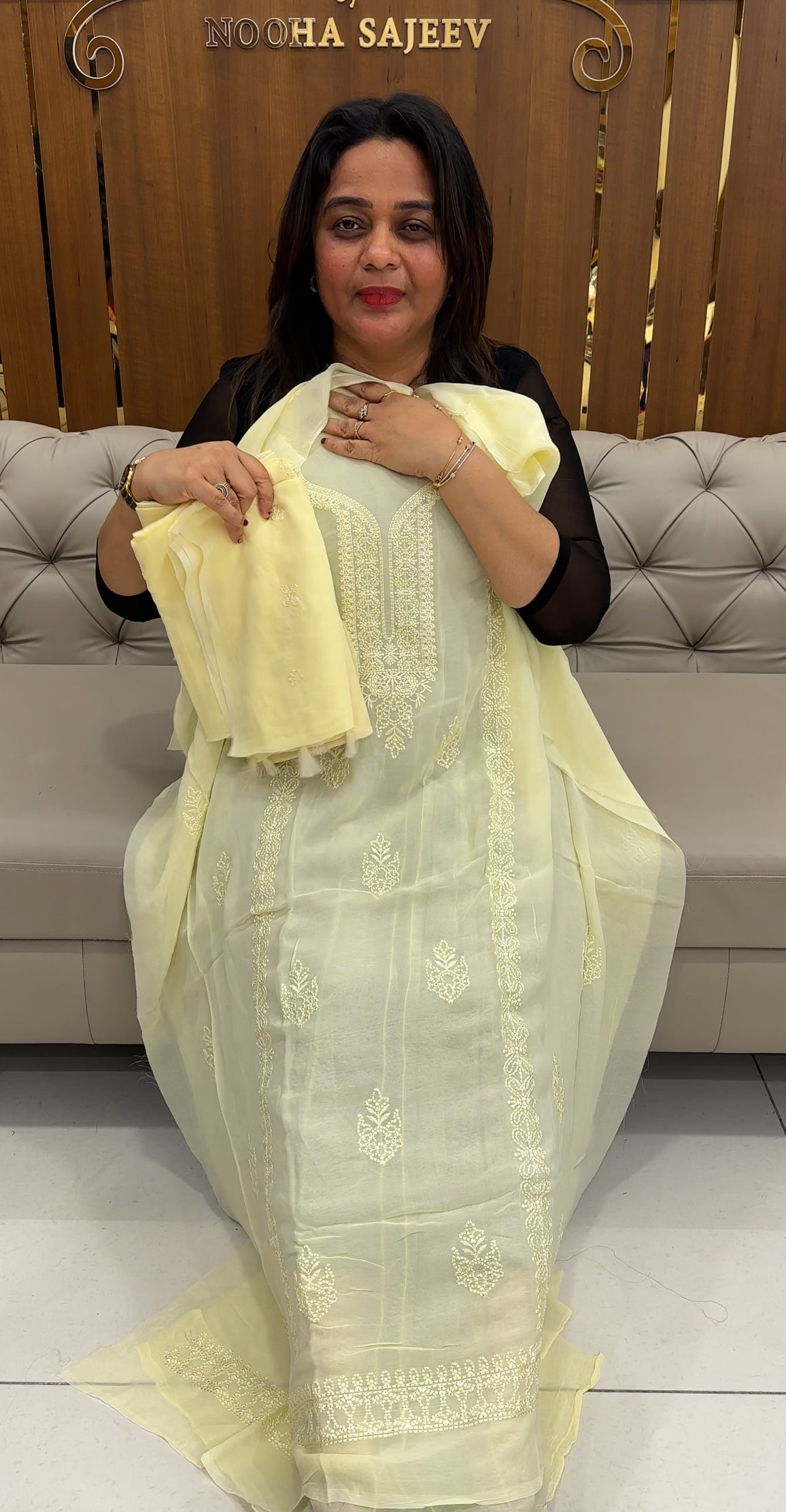 CHIKANKARI UNSTITCHED SALWAR SUITS - IHA 25883