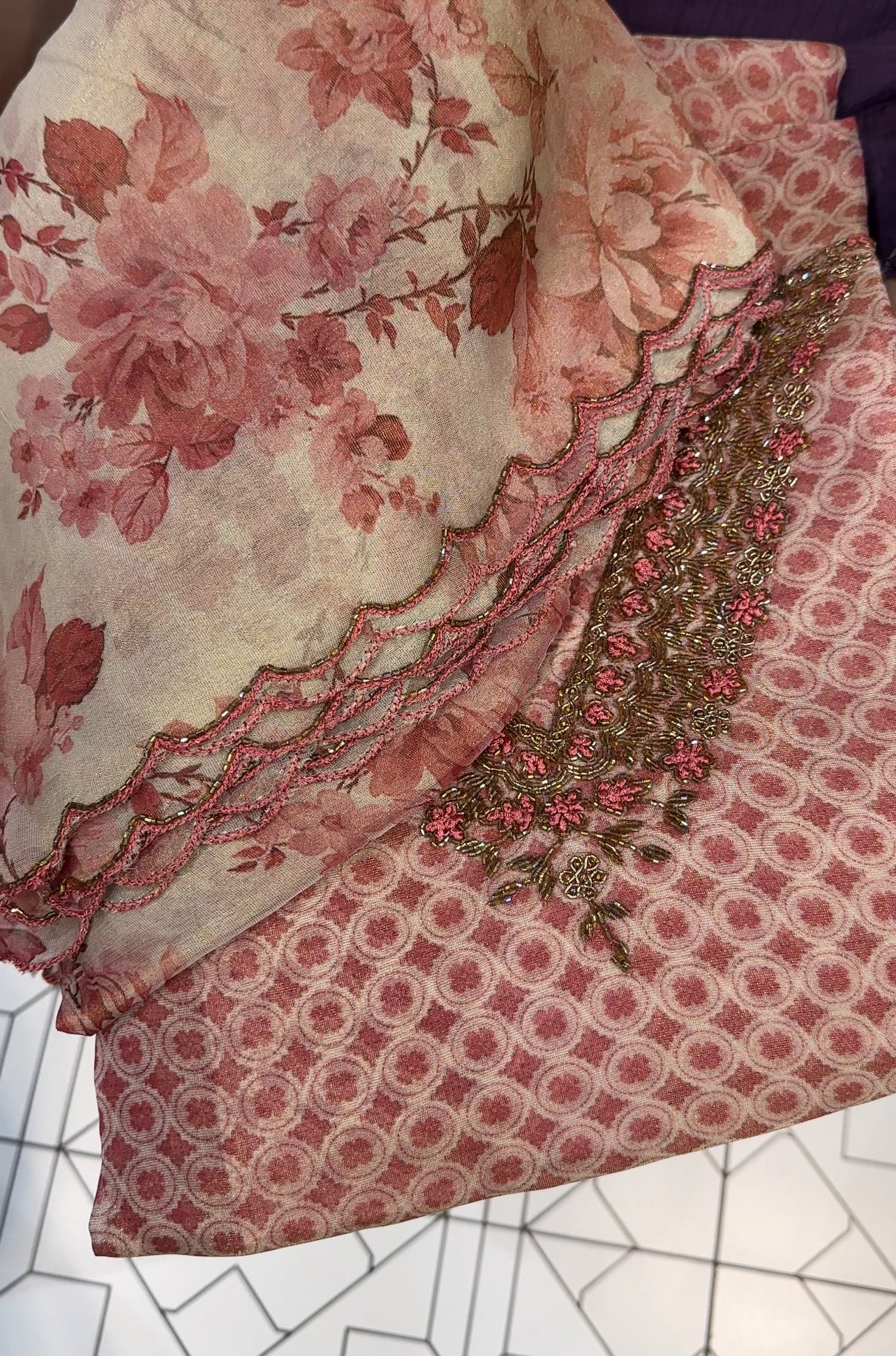 TISSUE UNSTITCHED SALWAR SUITS - IHA 27185