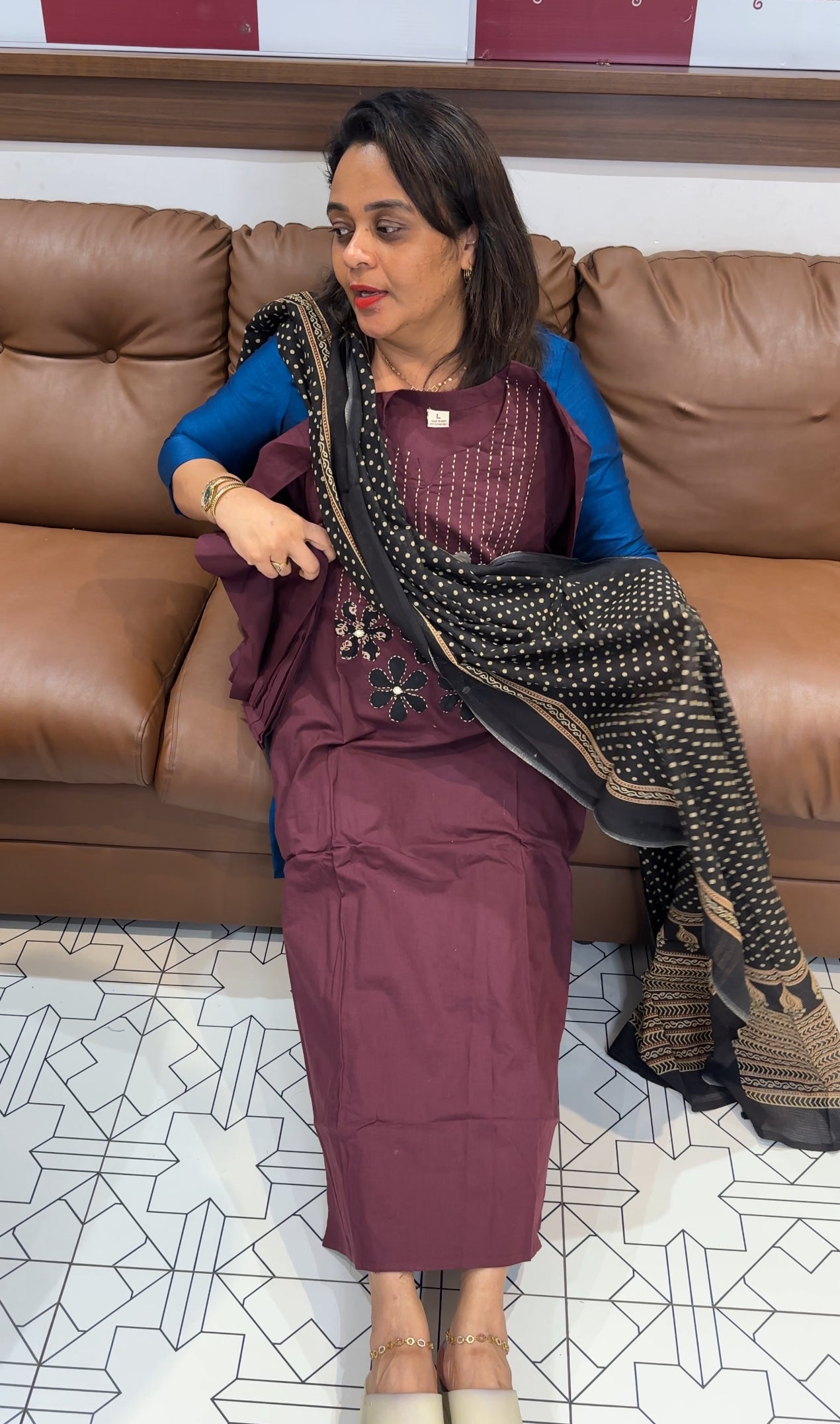 COTTON TOP, BOTTOM AND DUPATTA - IHA 24844
