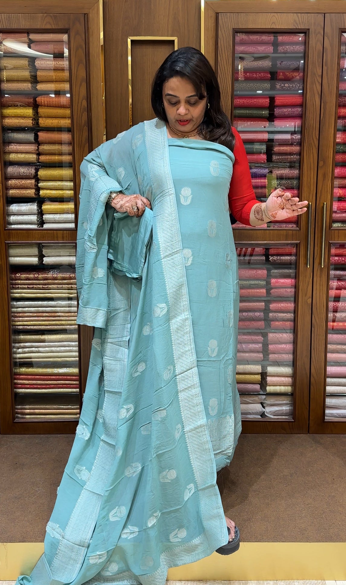 VISCOSE GEORGETTE UNSTITCHED SALWAR SUITS - IHA 23687