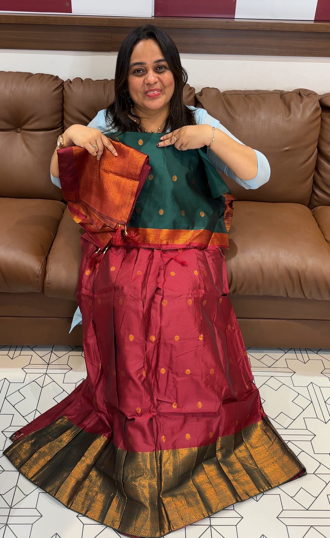SEMI SILK SEMI STITCHED DHAVANI SETS - IHA 27376