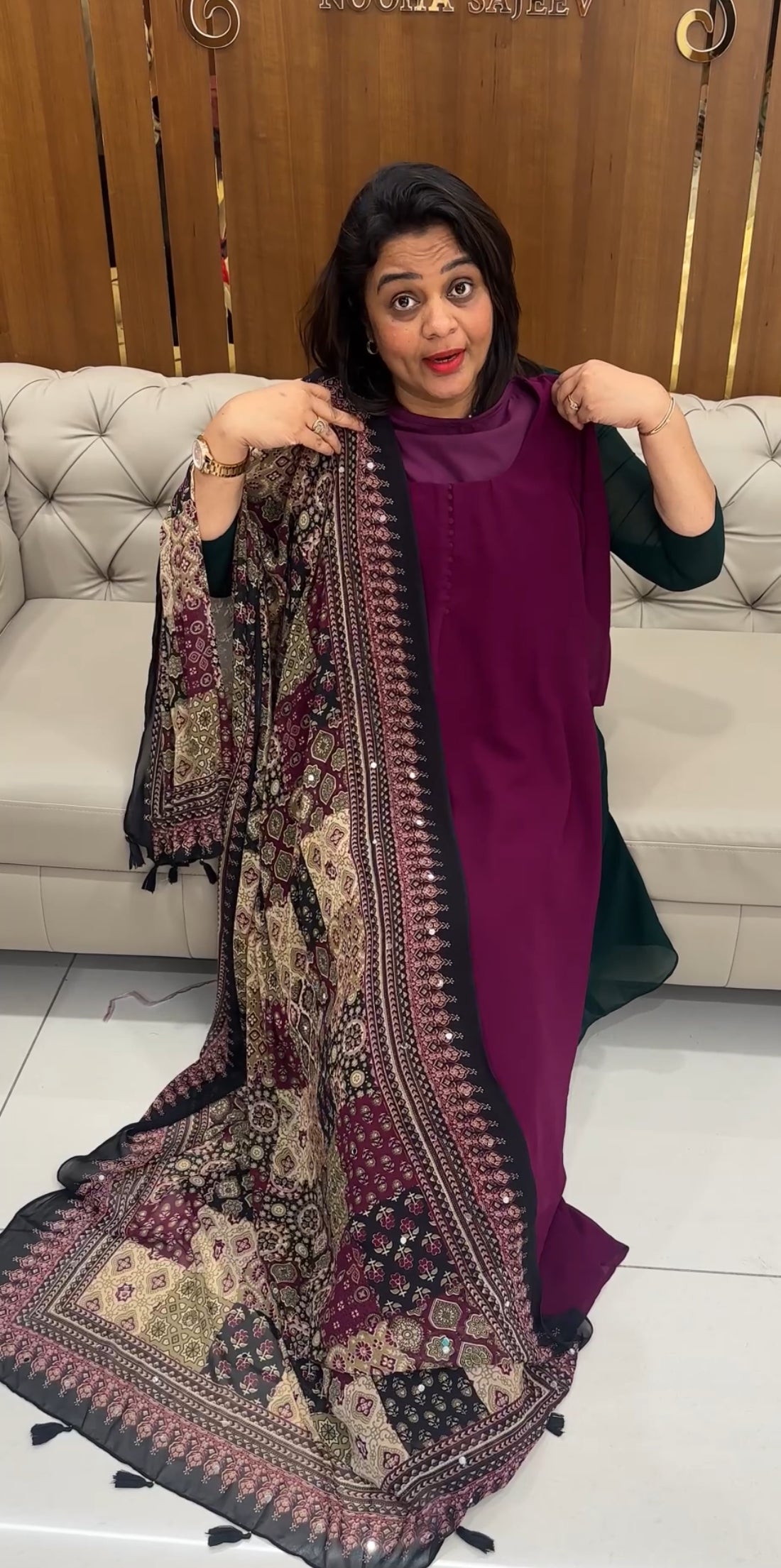 IHA'S IN-HOUSE GEORGETTE SLITTED TOP AND DUPATTA - IHA 25273