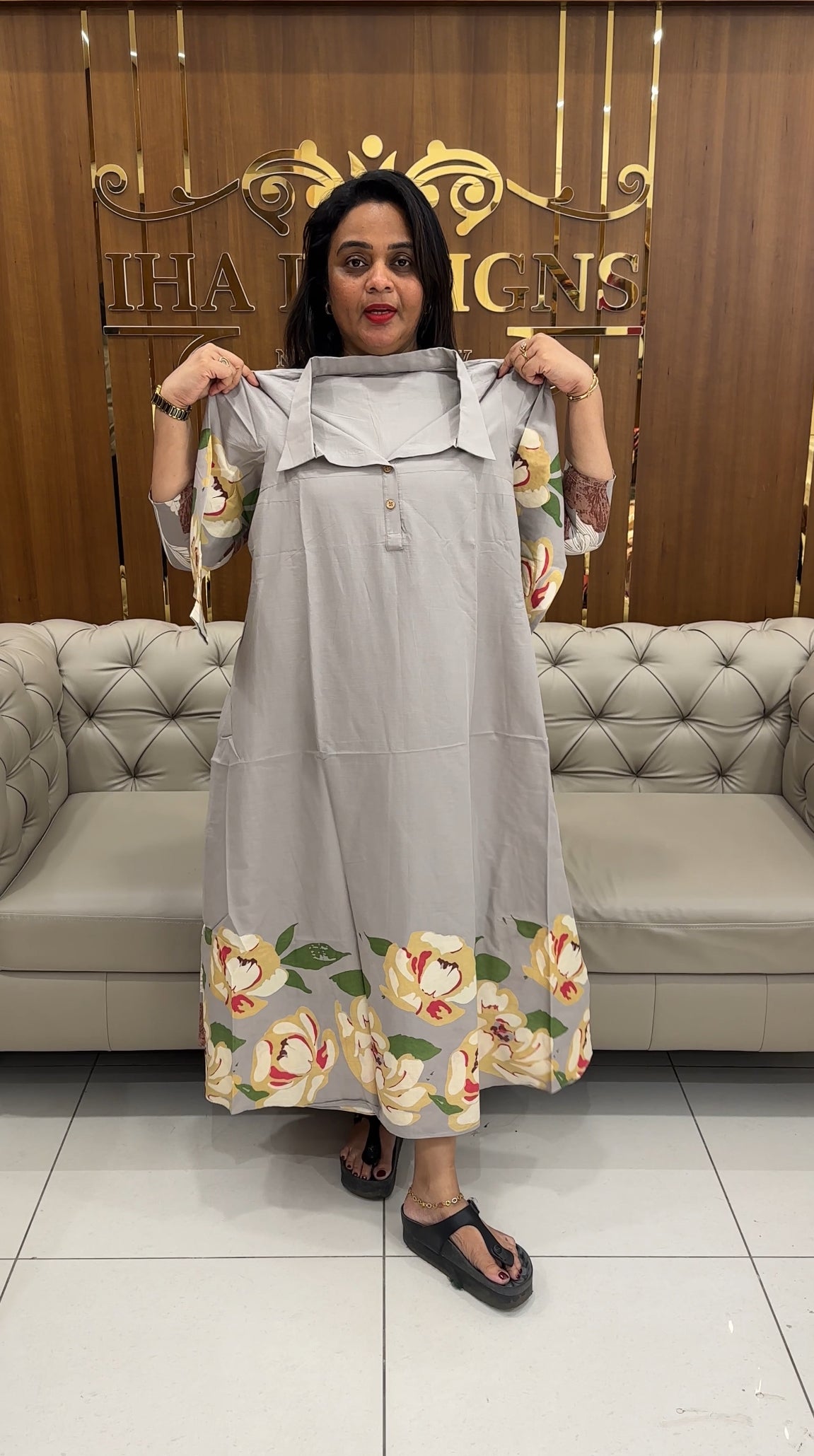 IHA'S IN-HOUSE COTTON LONG A-LINE TOPS - IHA 25886
