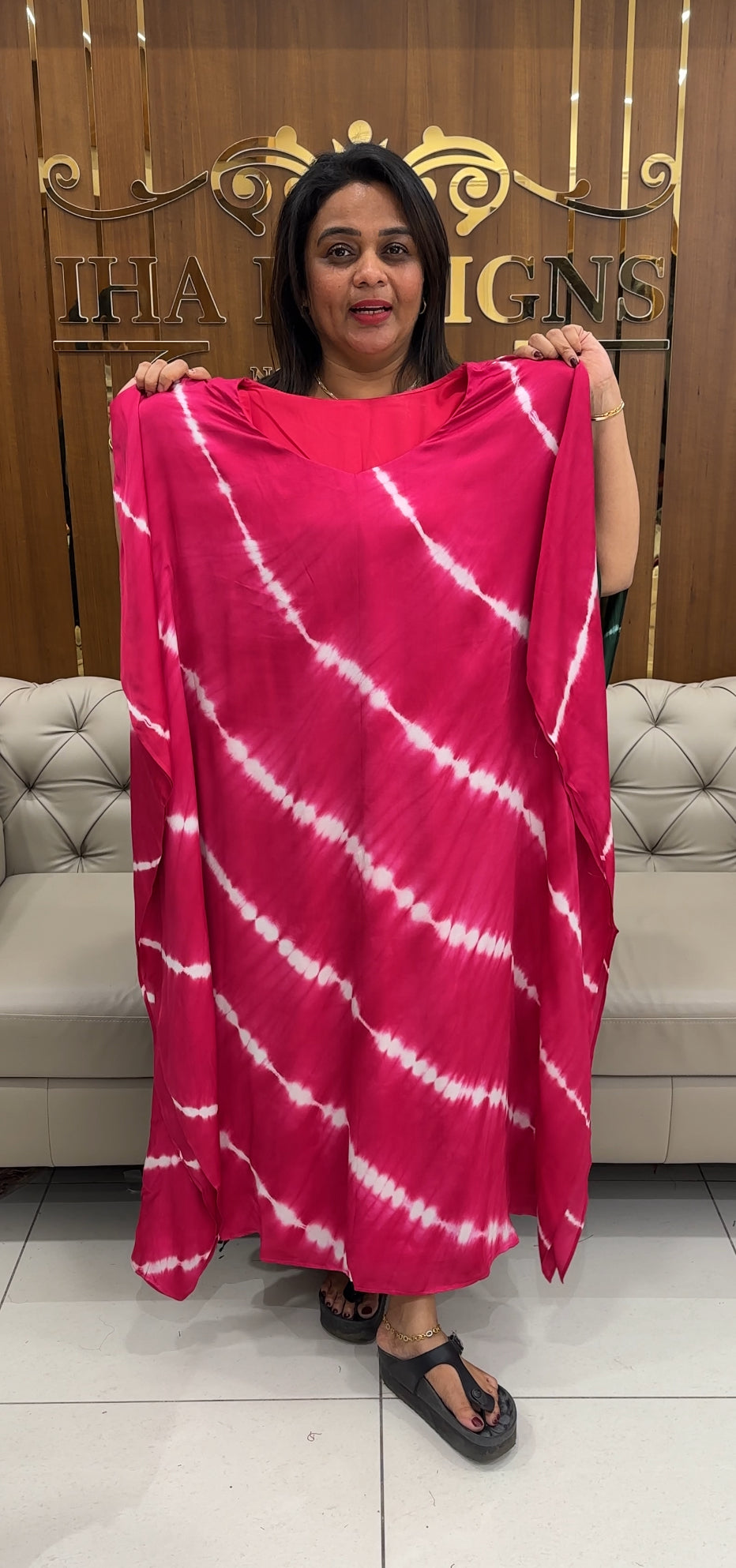 IHA'S IN-HOUSE MODAL SILK KAFTAN TOPS - IHA 25775