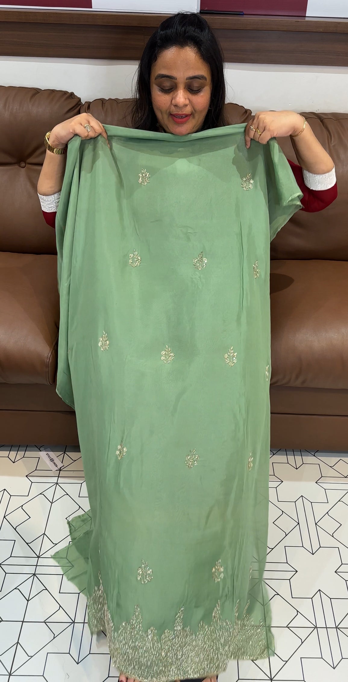 HAND WORKED UNSTITCHED SALWAR SUITS - IHA 27864