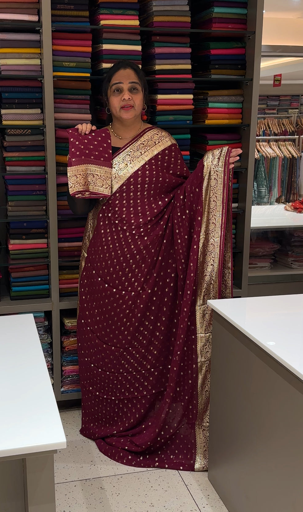 GEORGETTE BANARASI SAREES - IHA 27238