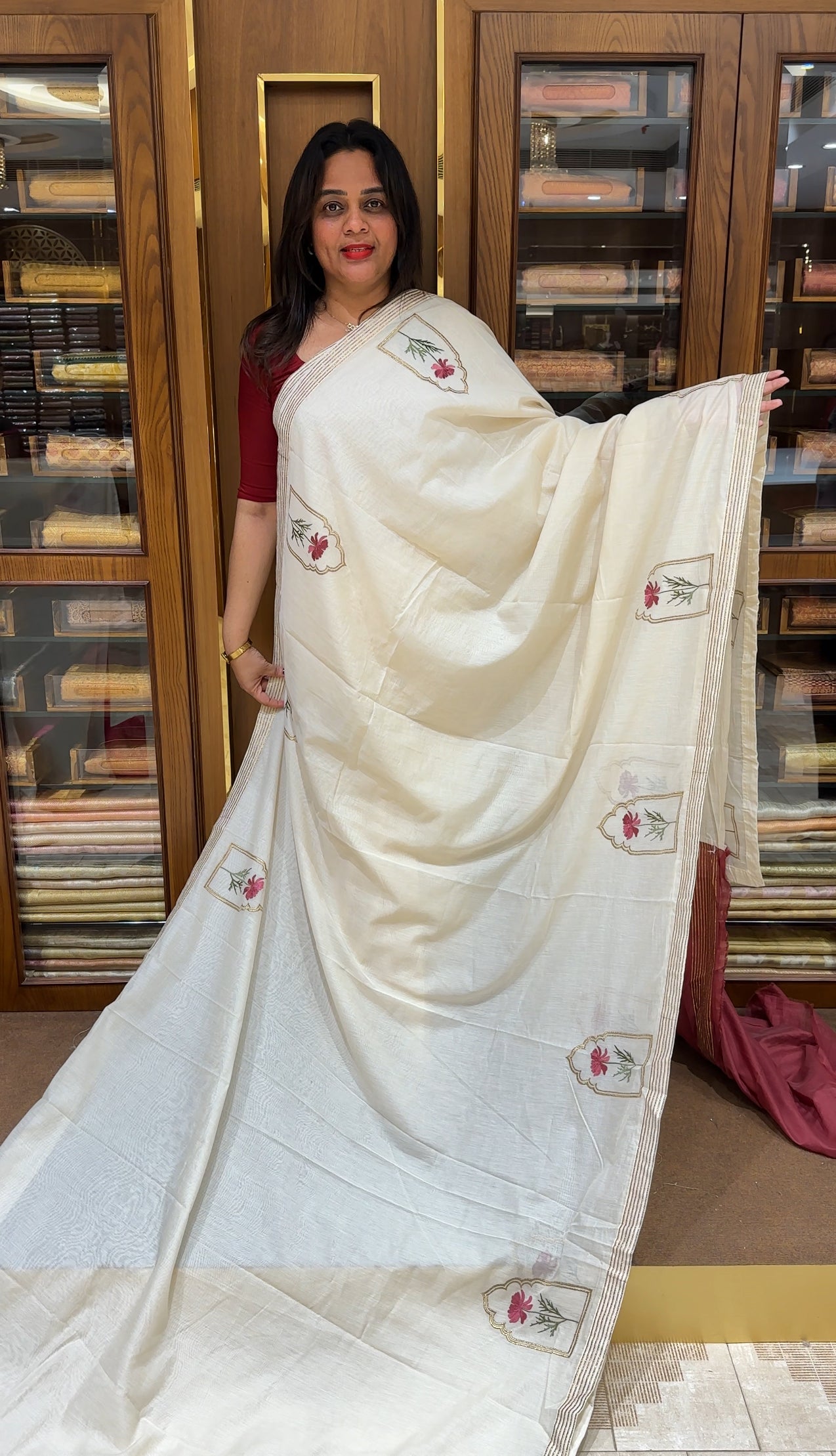 IHA'S IN-HOUSE MALAI CHANDERI SAREES - IHA 26042