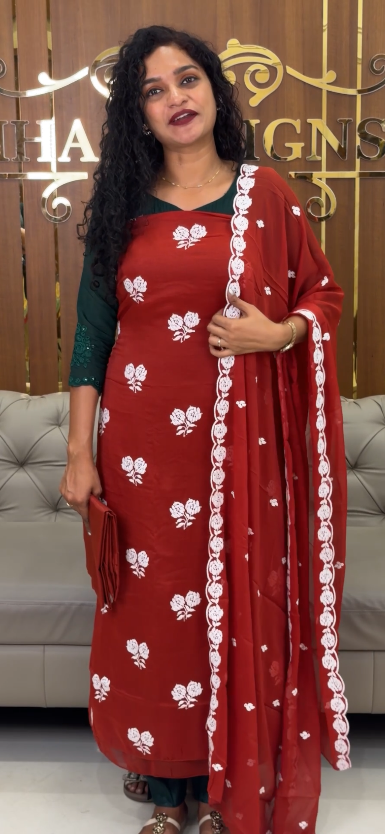 CHIKANKARI UNSTITCHED SALWAR SUITS - IHA 32593
