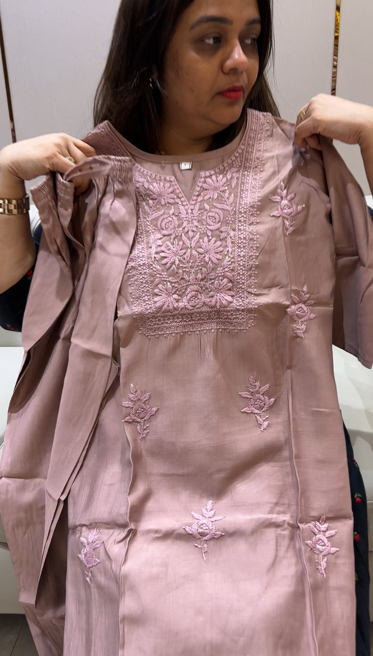 FORWARD LUCKNOWI CHIKANKARI SLITTED TOP AND BOTTOM - IHA 21644