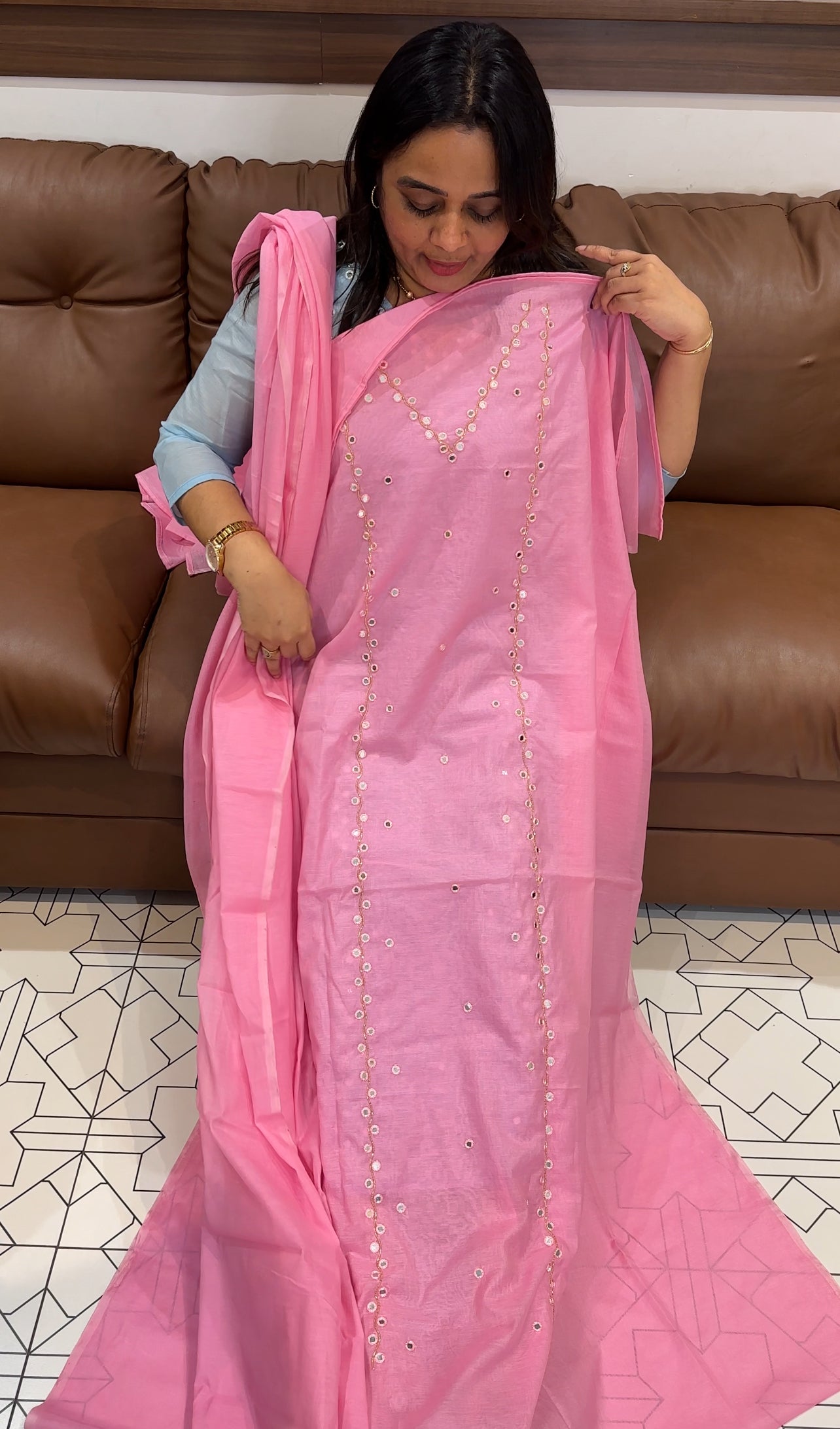 FORWARD MALAI CHANDERI TOP, BOTTOM AND DUPATTA - IHA 27299