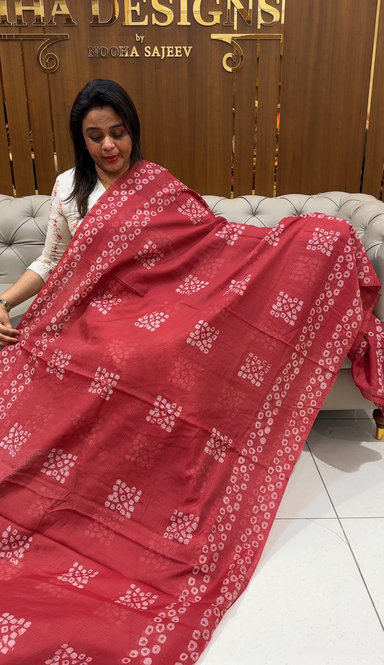 NET KOTA BATIK PRINTED SAREES - IHA 25039