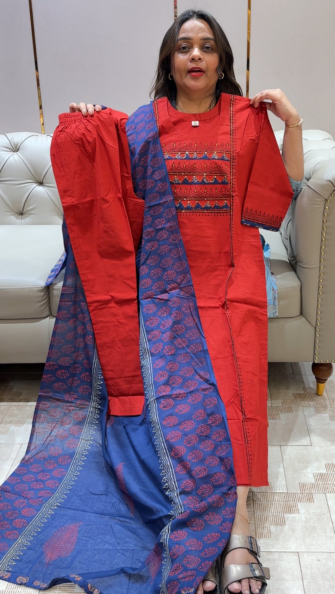 COTON TOP, BOTTOM AND DUPATTA - IHA 22191