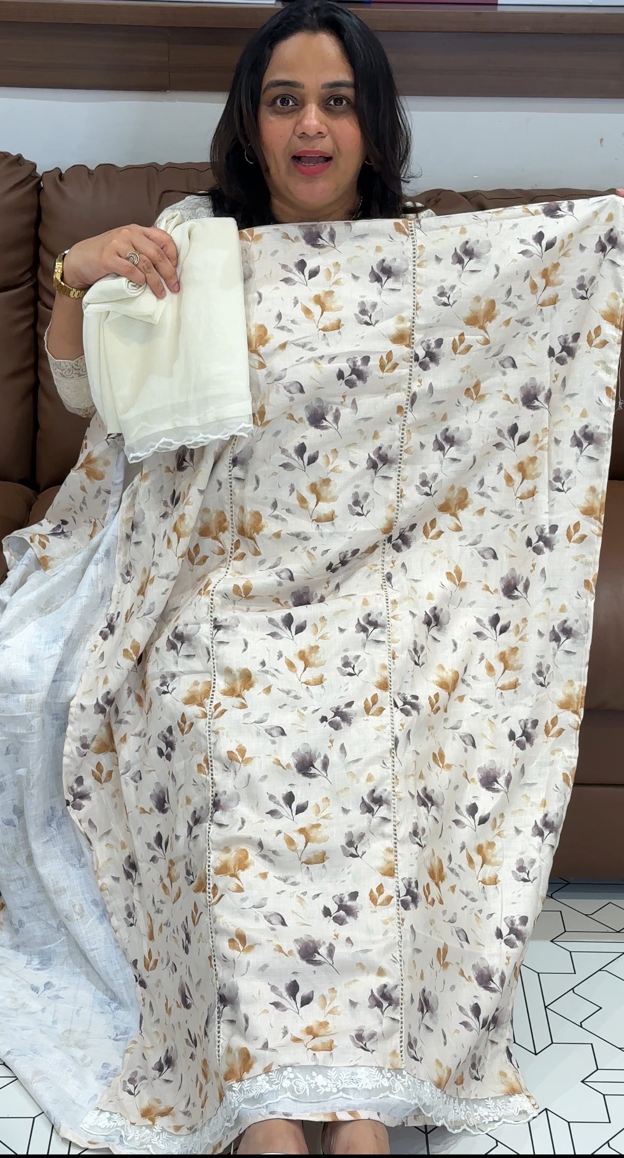 PRINTED LINEN UNSTITCHED SALWAR SUITS - IHA 27787