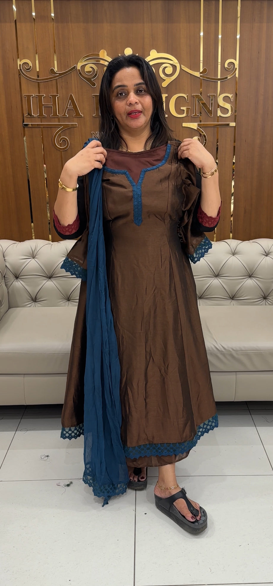 IHA'S IN-HOUSE SEMI RAW SILK ALINE TOP ONLY - IHA 25717