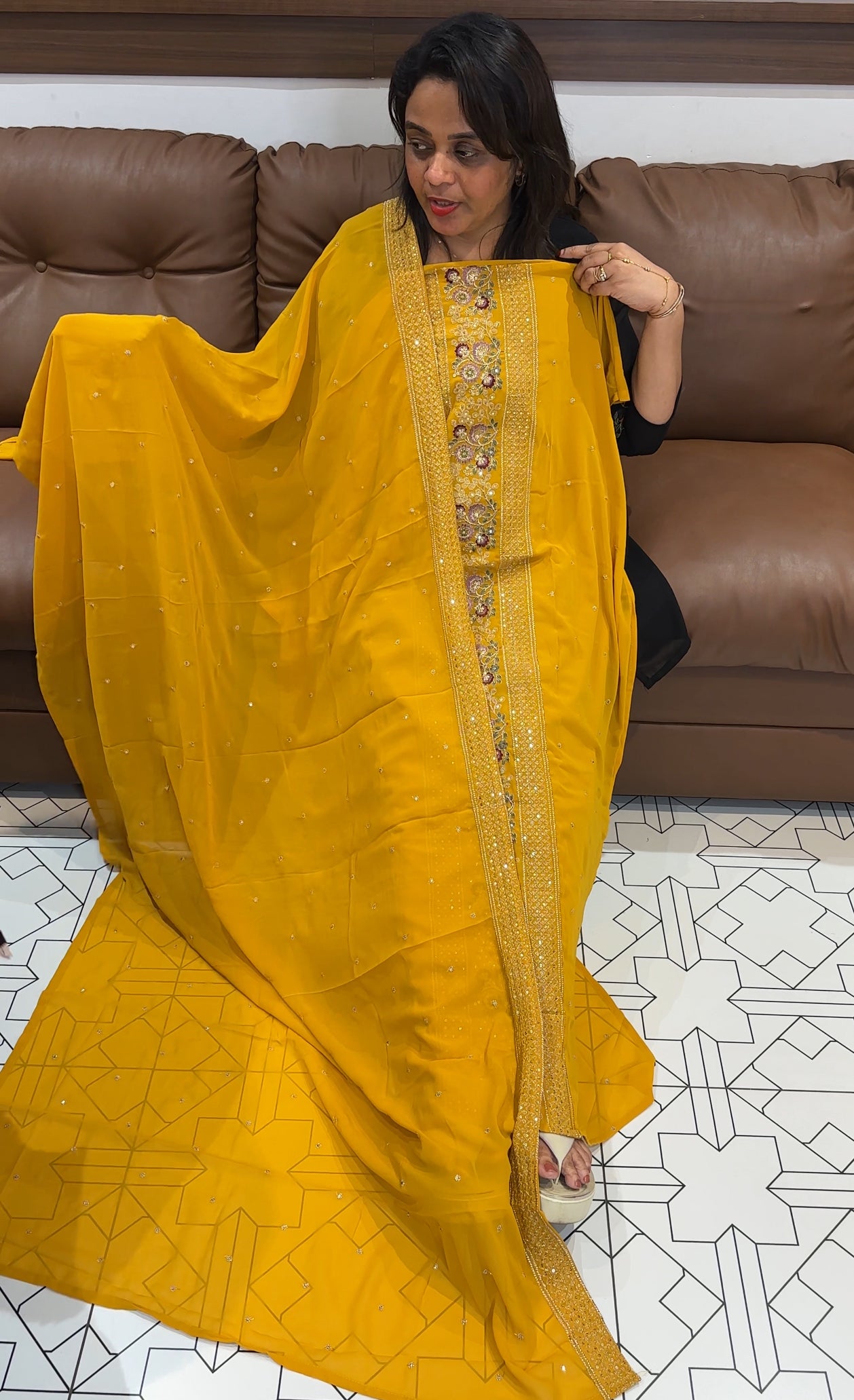 FAUX GEORGETTE UNSTITCHED SALWAR SUITS - IHA 24813