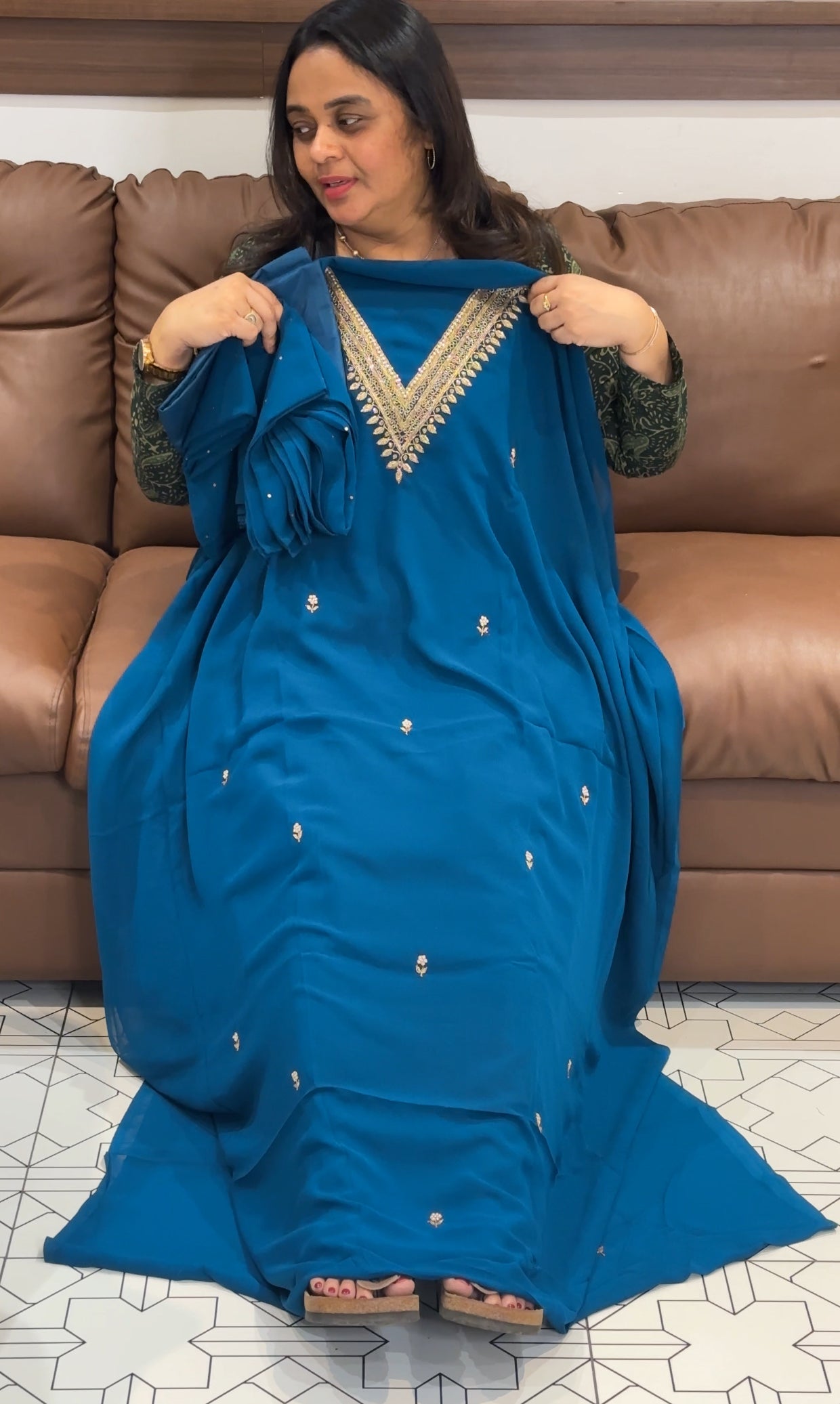 FAUX GEORGETTE UNSTITCHED SALWAR SUITS - IHA 27317