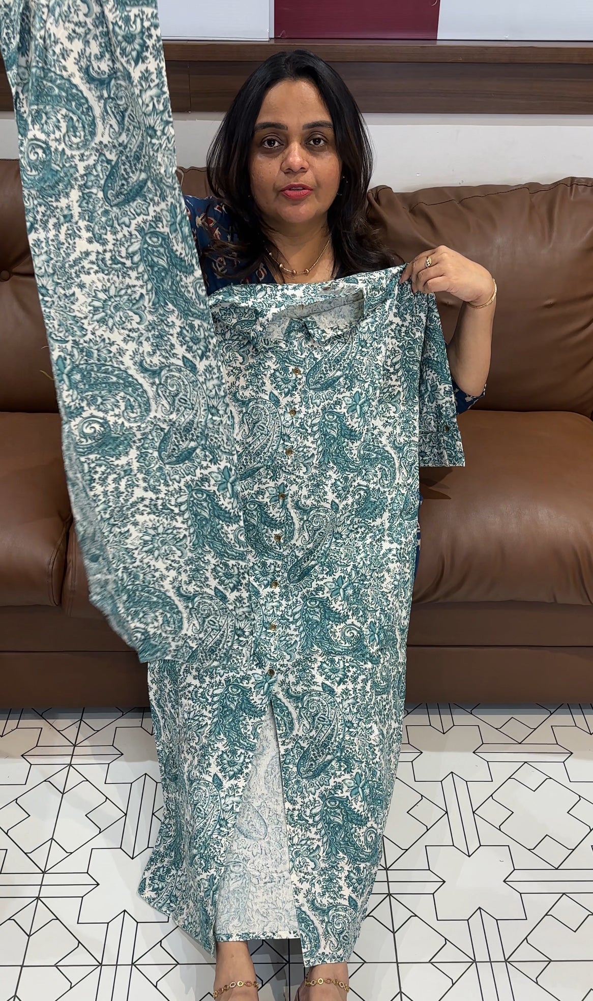 PRINTED COTTON TOP AND BOTTOM - IHA 27367