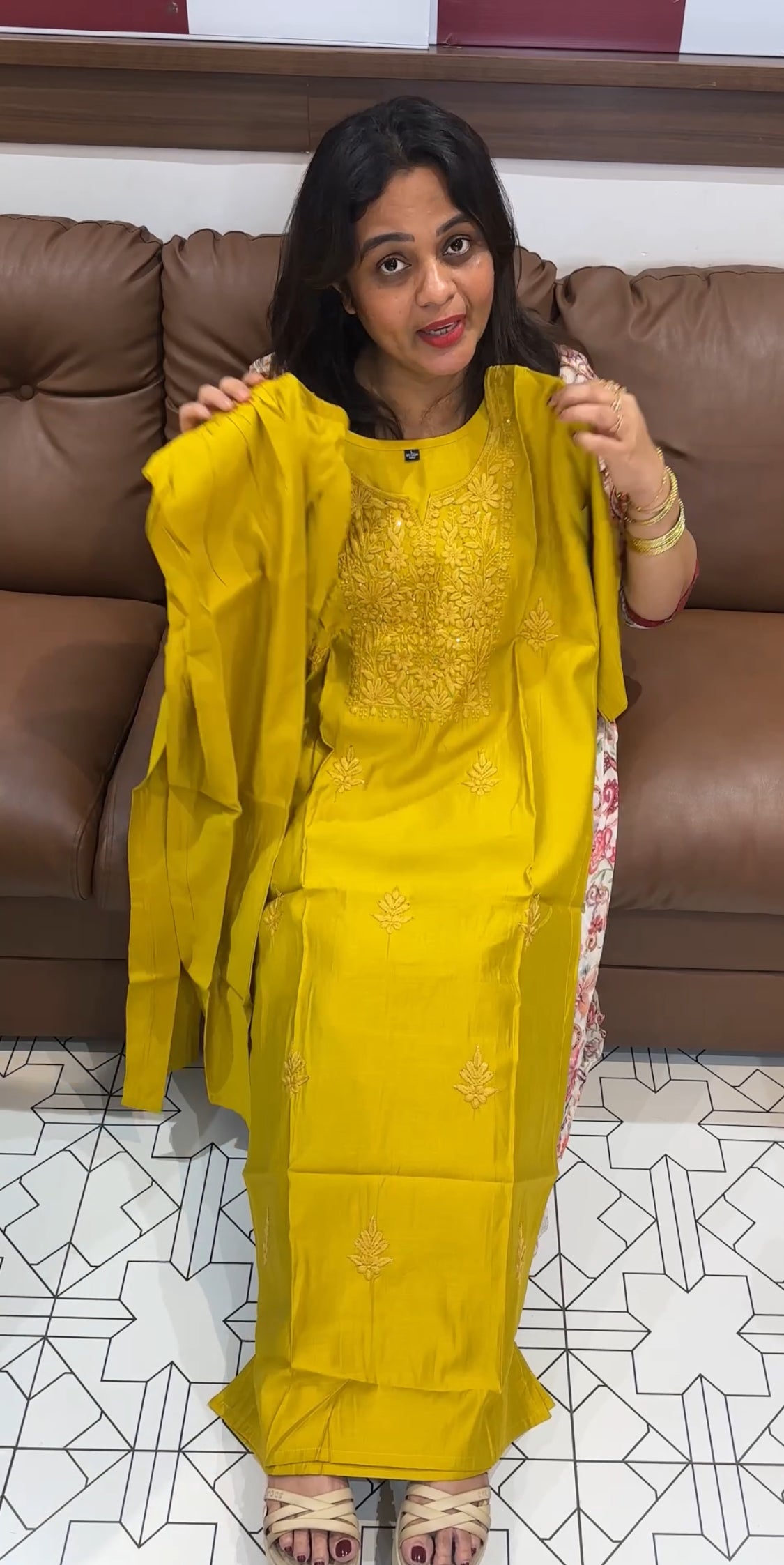 LUCKNOWI CHIKAMKARI TOP AND BOTTOM - IHA 26146