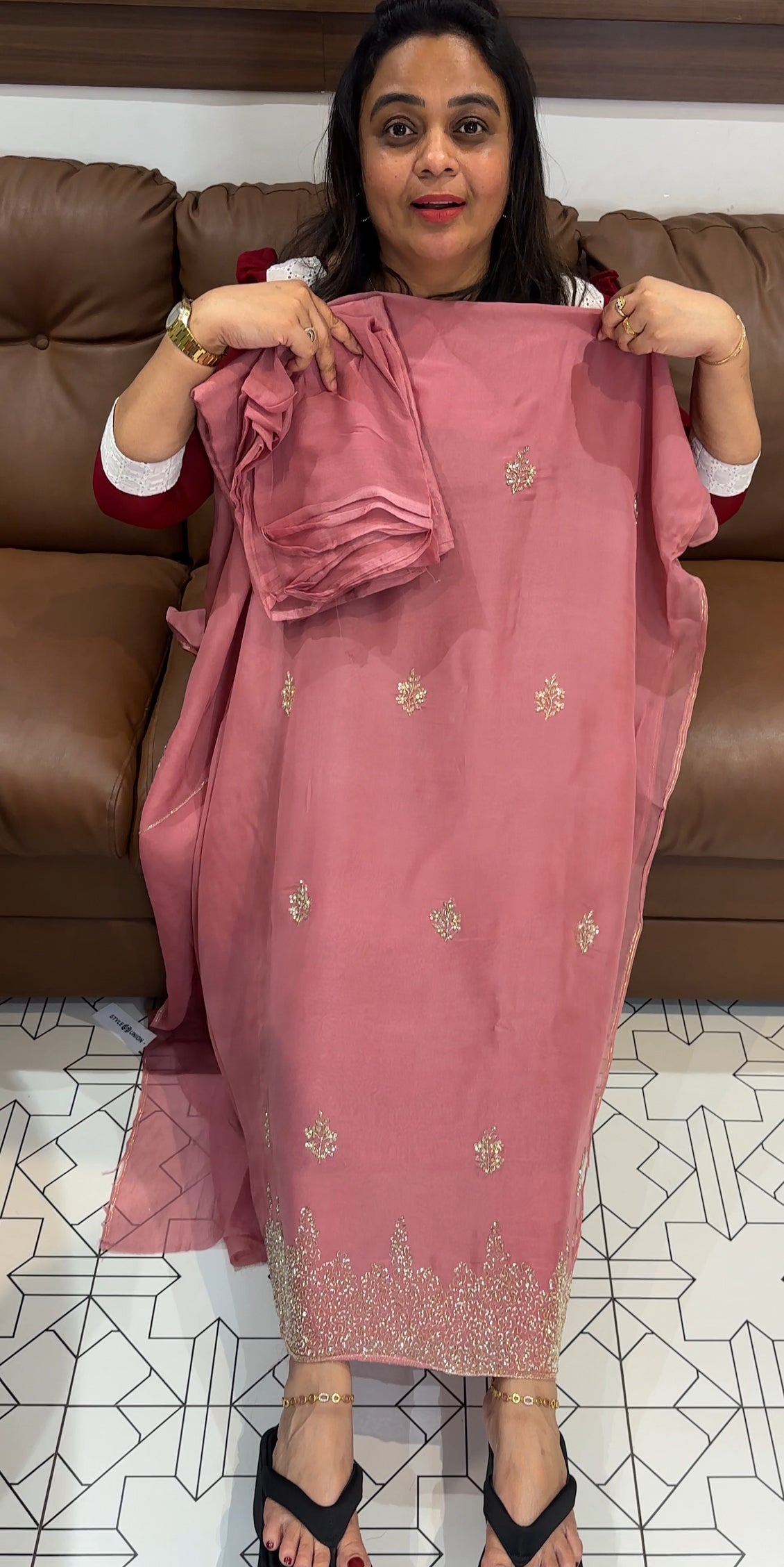 HAND WORKED UNSTITCHED SALWAR SUITS - IHA 27864