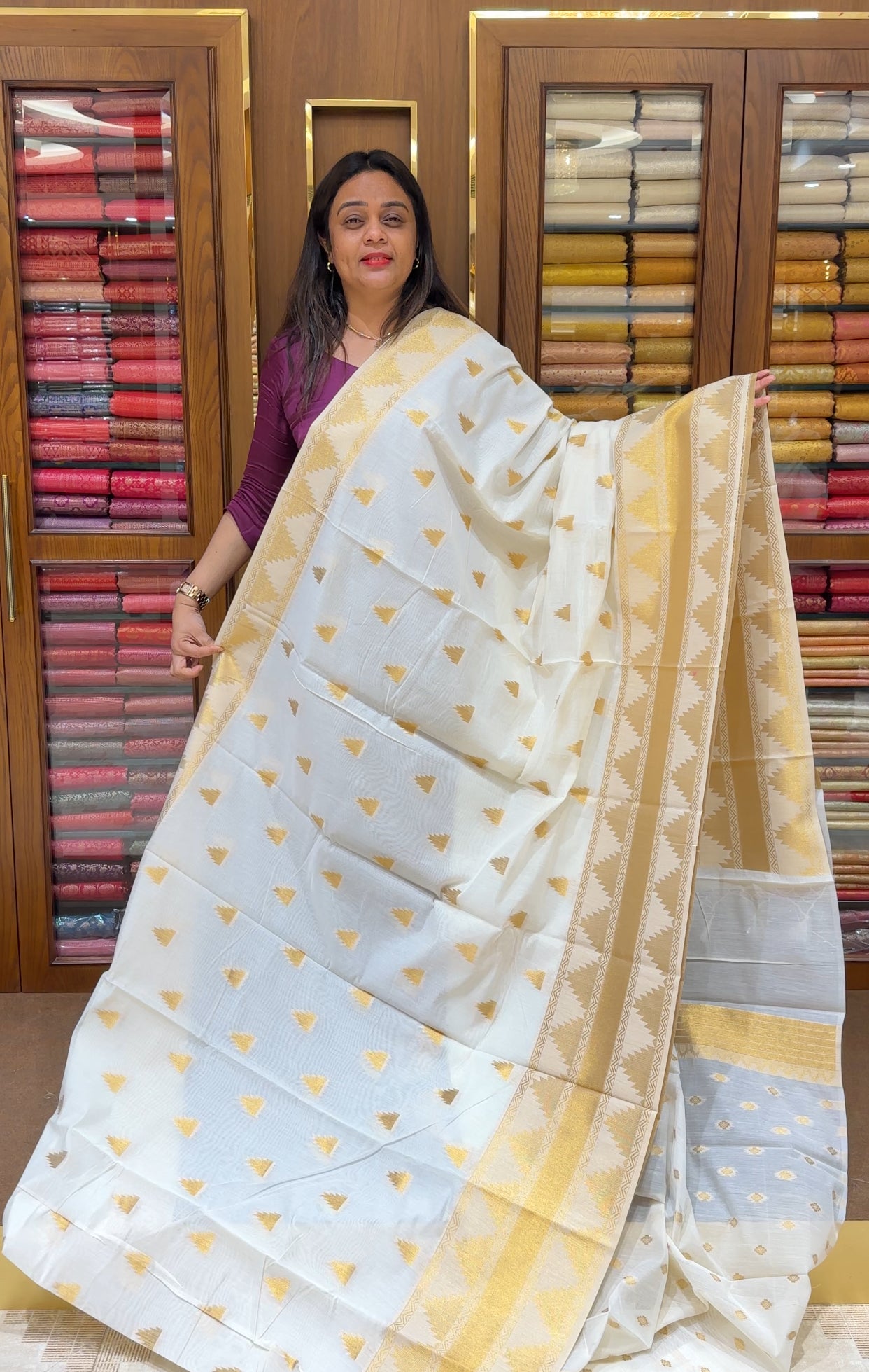 SILK CHANDERI SAREES - IHA 21664