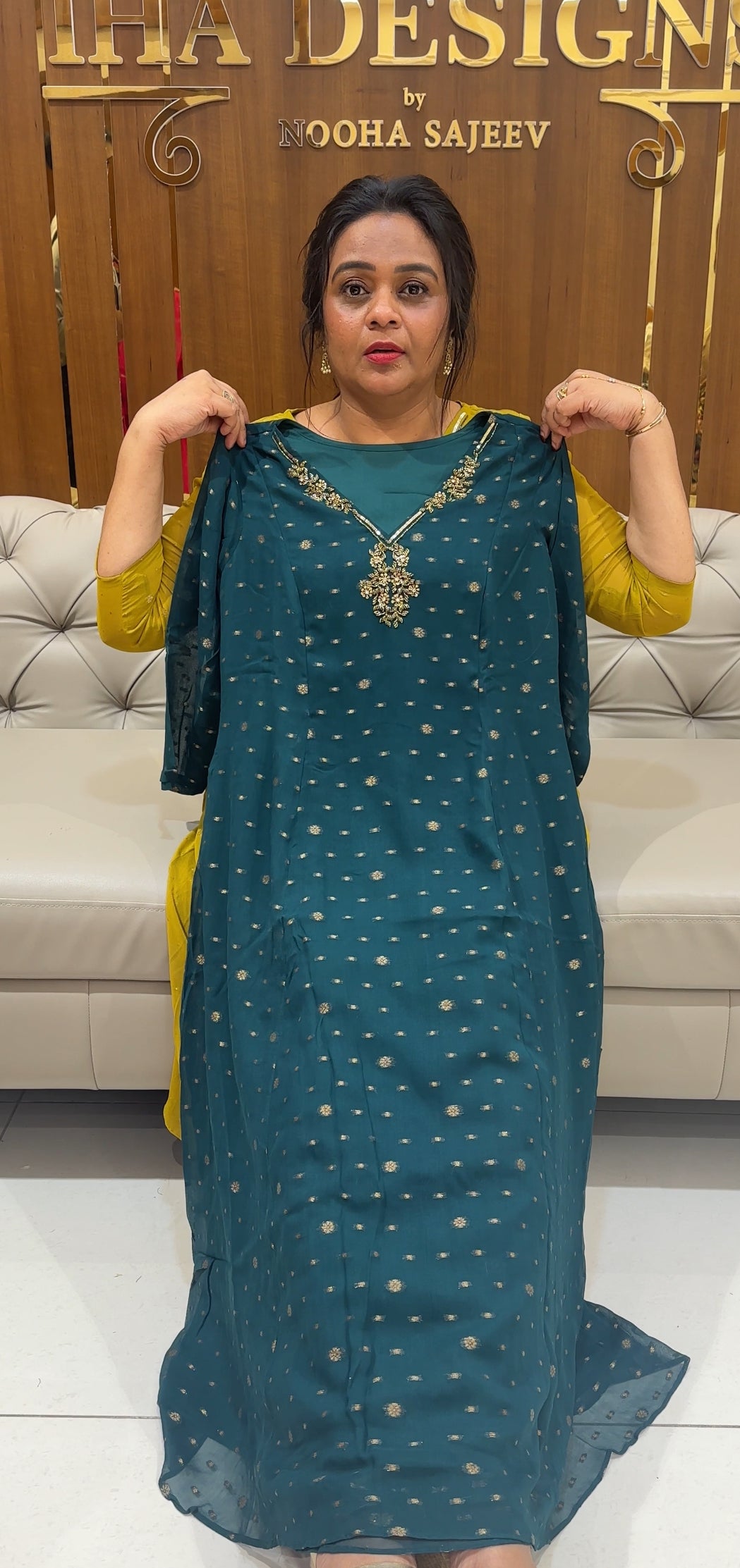 IHA'S IN-HOUSE GEORGETTE BANARASI ALINE TOPS - IHA 24974
