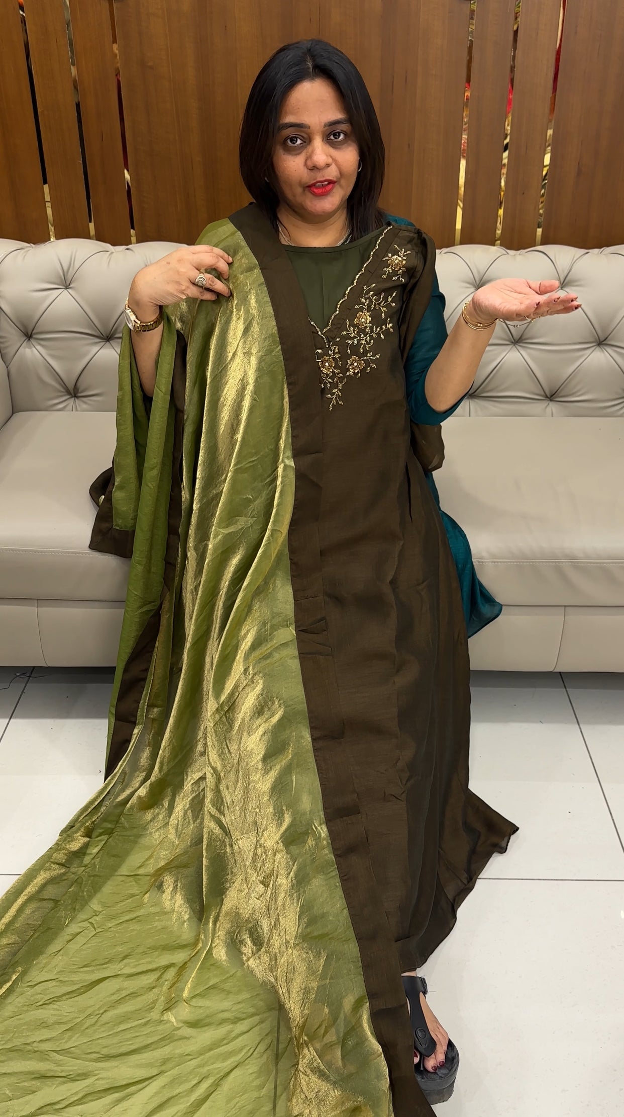 IHA'S IN-HOUSE LONG ALINE TOP AND DUPATTA - IHA 26099