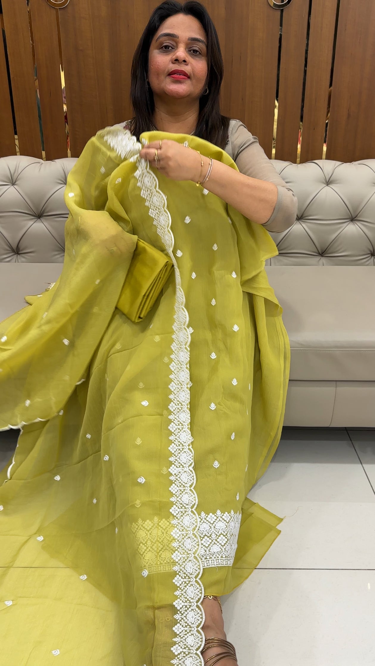 CRUSHED SHIMMER CHIFFON UNSTITCHED SALWAR SUITS - IHA 25812