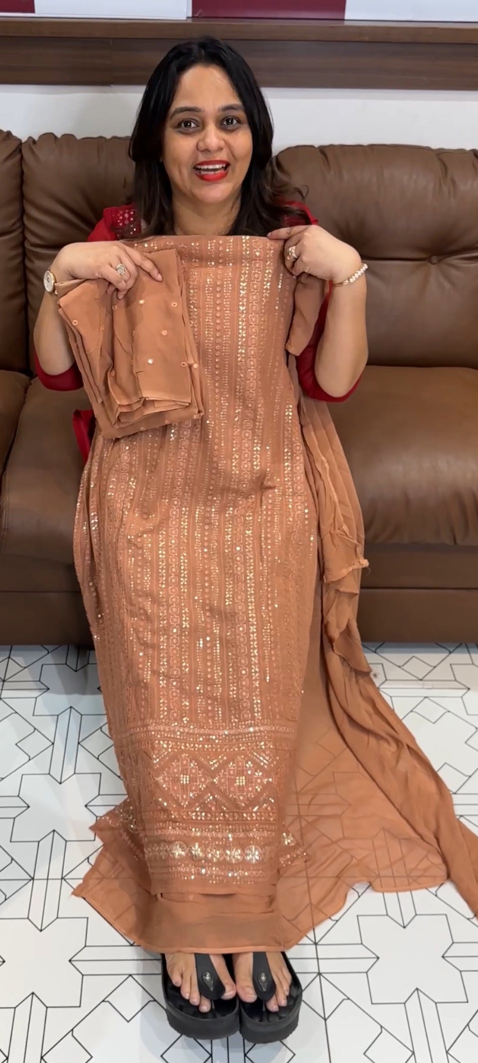 LUCKNOWI CHIKANKARI UNSTITCHED SALWAR SUITS - IHA 22240