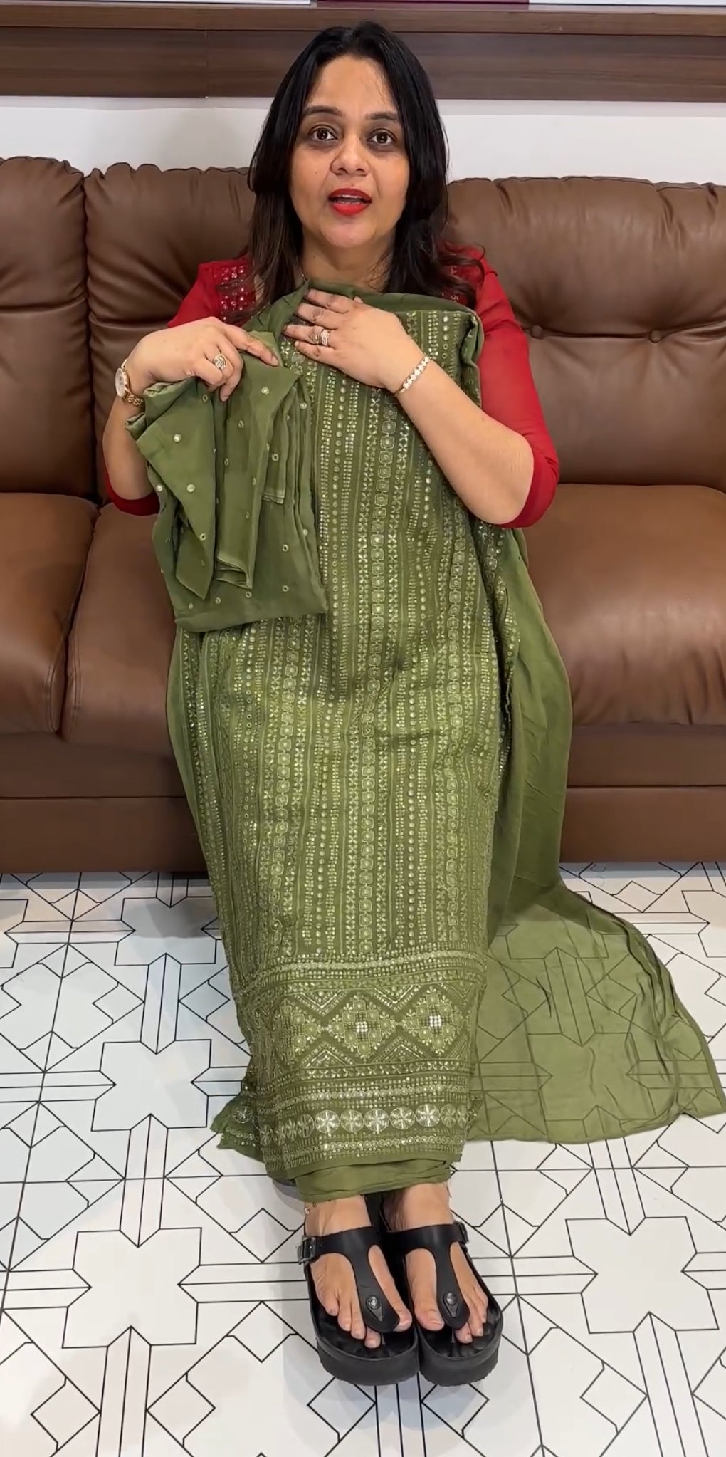 LUCKNOWI CHIKANKARI UNSTITCHED SALWAR SUITS - IHA 22240