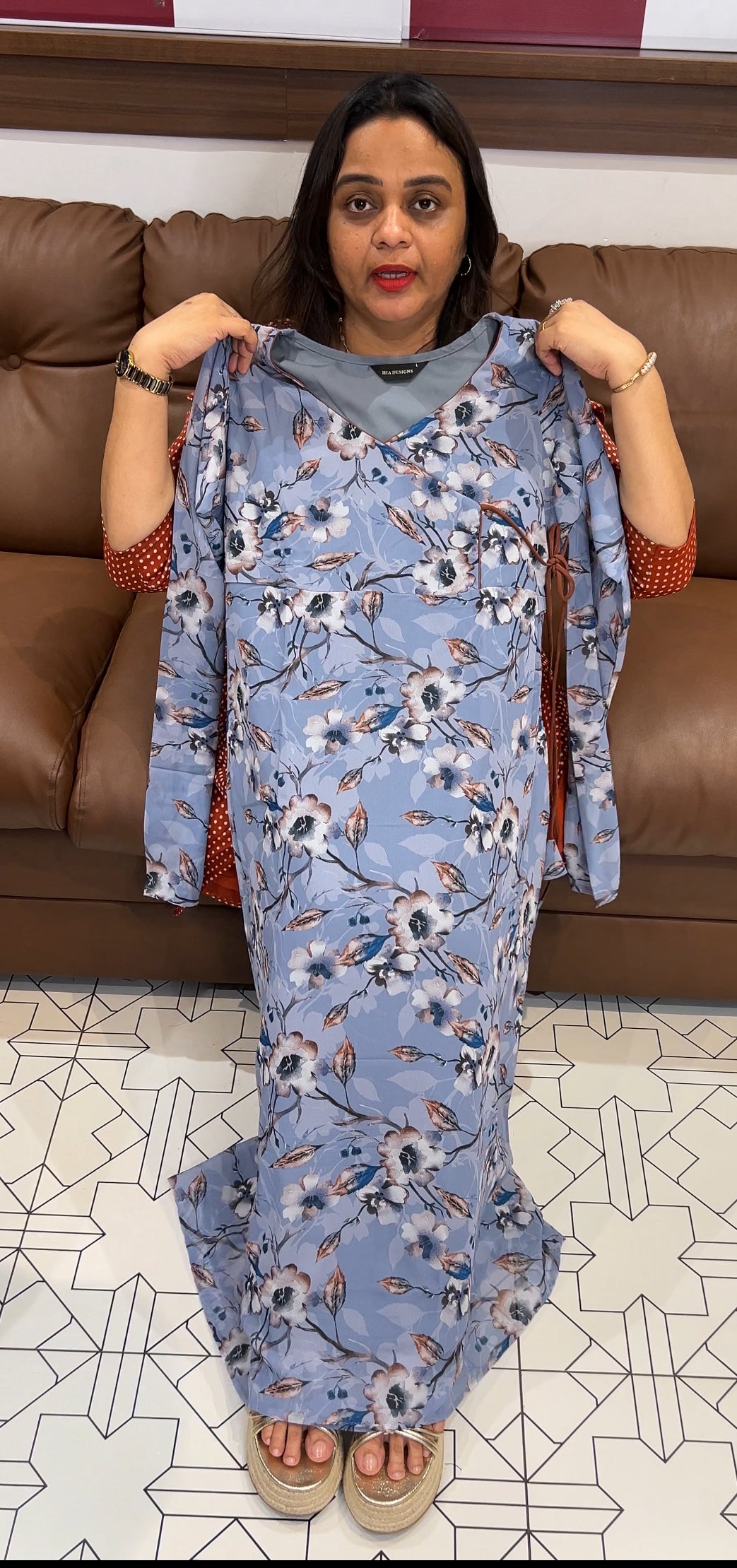 PRINTED GEORGETTE ALINE TOPS - IHA 22839