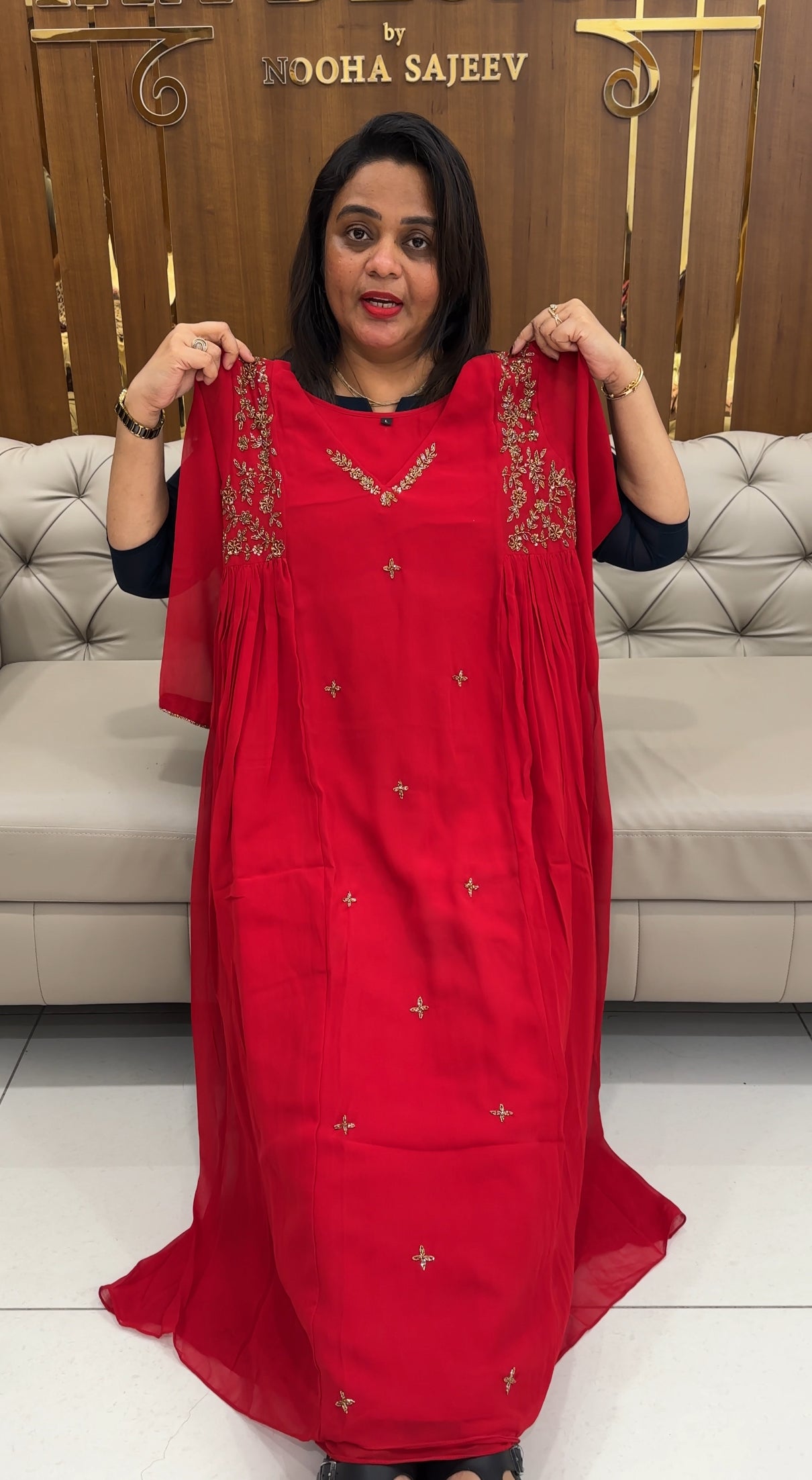 HAND WORKED LONG A-LINE TOPS - IHA 25875