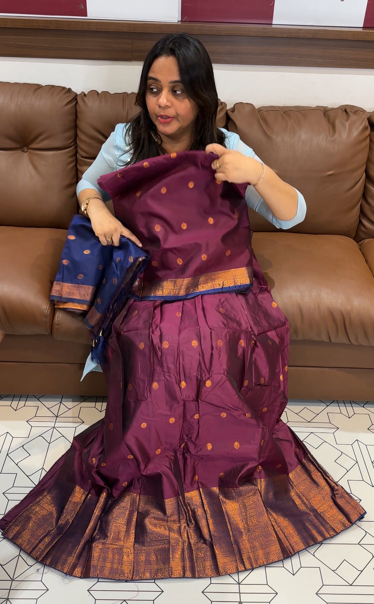 SEMI SILK SEMI STITCHED DHAVANI SETS - IHA 27376
