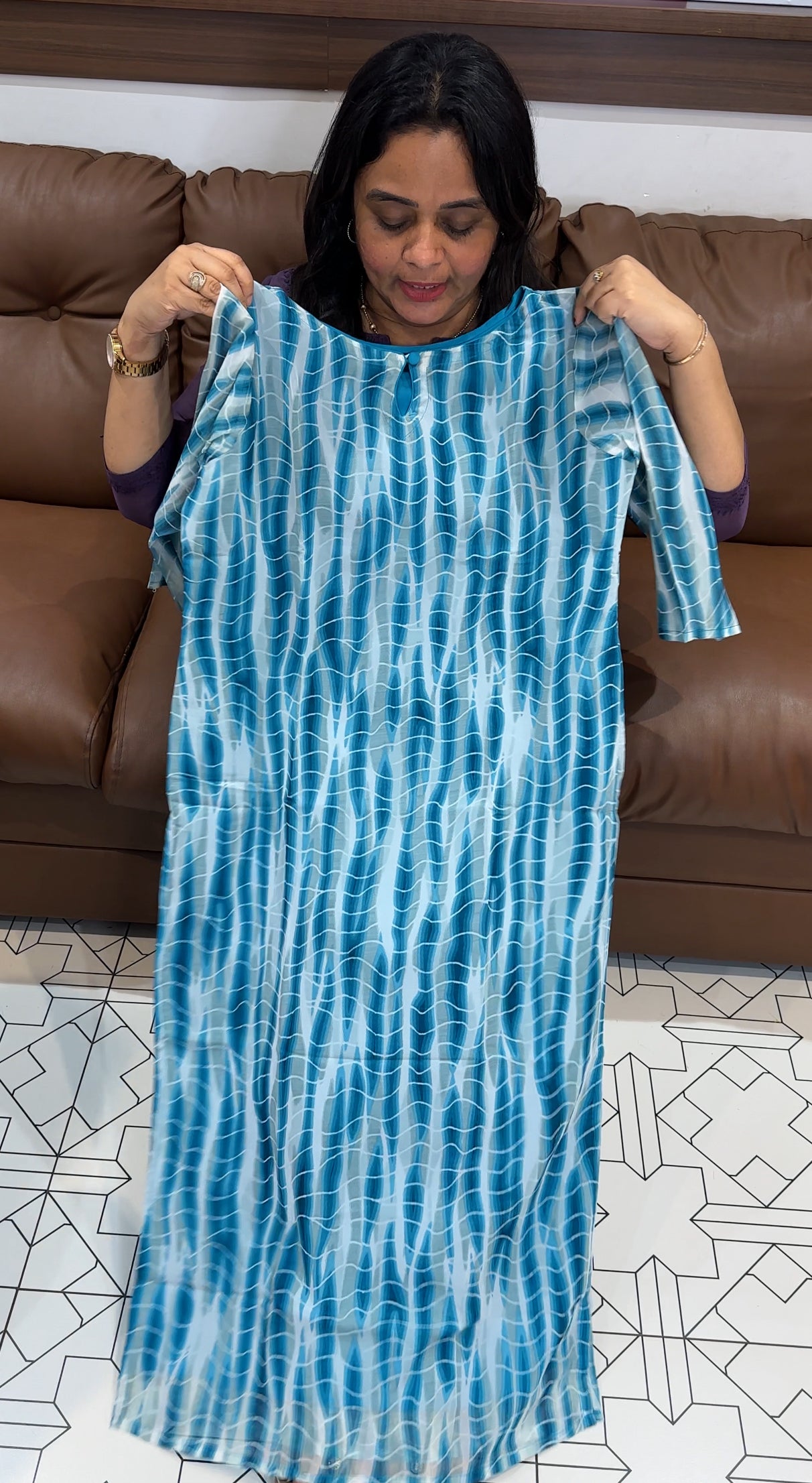 PRINTED GEORGETTE LONG TOPS - IHA 27177