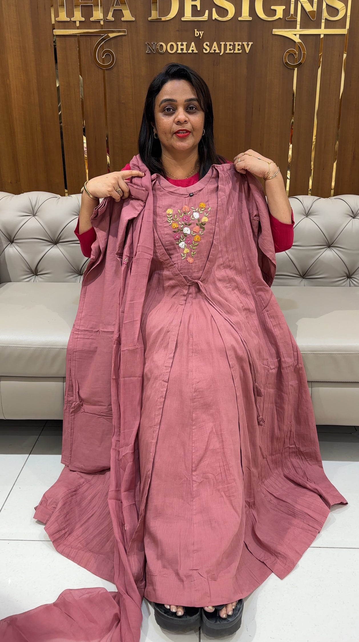 MULMUL COTTON JACKET TOP,BOTTOM AND DUPATTA - IHA 24630